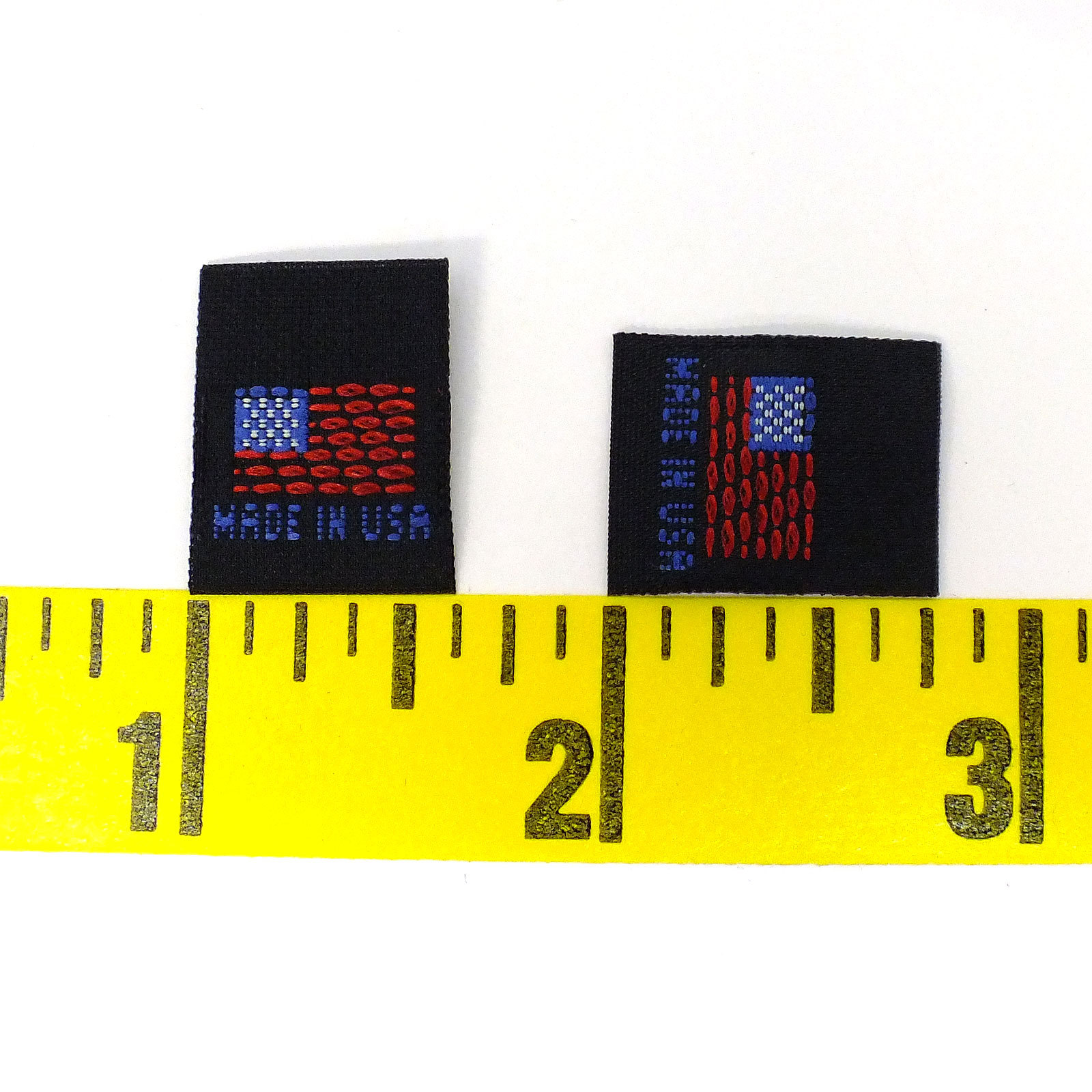 1000 pcs Quality WOVEN SEWING LABELS FLAG "MADE IN USA" Black, Fast Shipping@USA