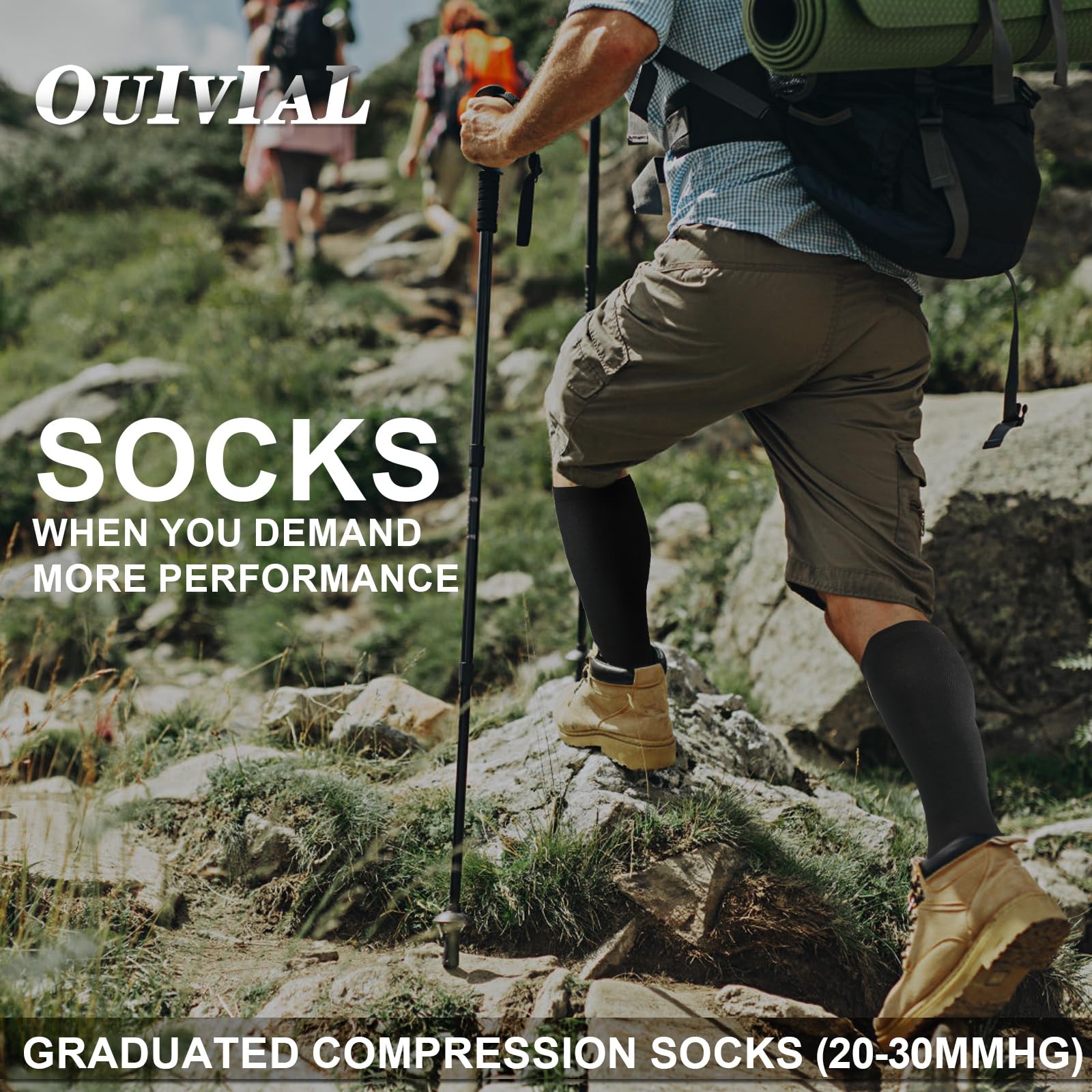 OUIVIAL 3 Pack Copper Compression Socks Large-X-Large, A04-copper Black Nude