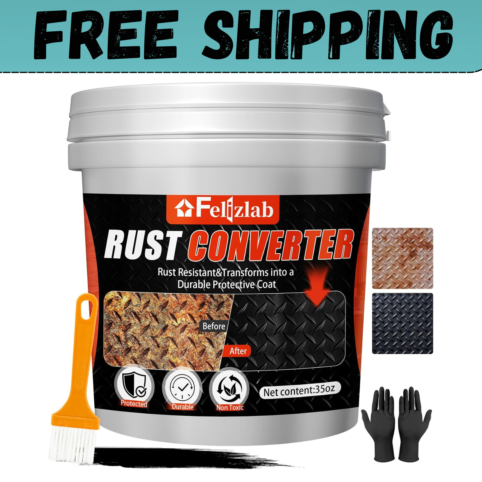 2-In-1 Rust Converter & Metal Primer, 35 Floz Automotive Rust Remover Paint for
