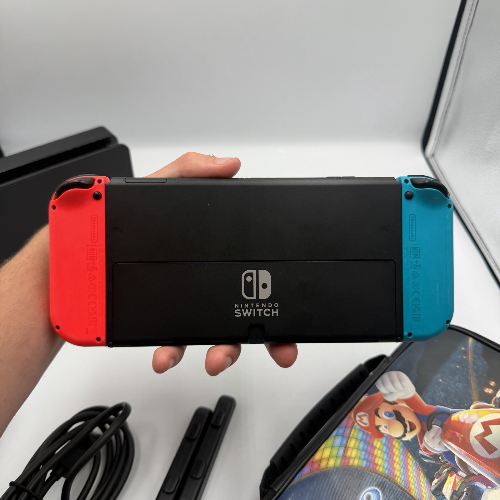 Nintendo Switch OLED Red & Blue Bundle Mario Kart 8 Deluxe