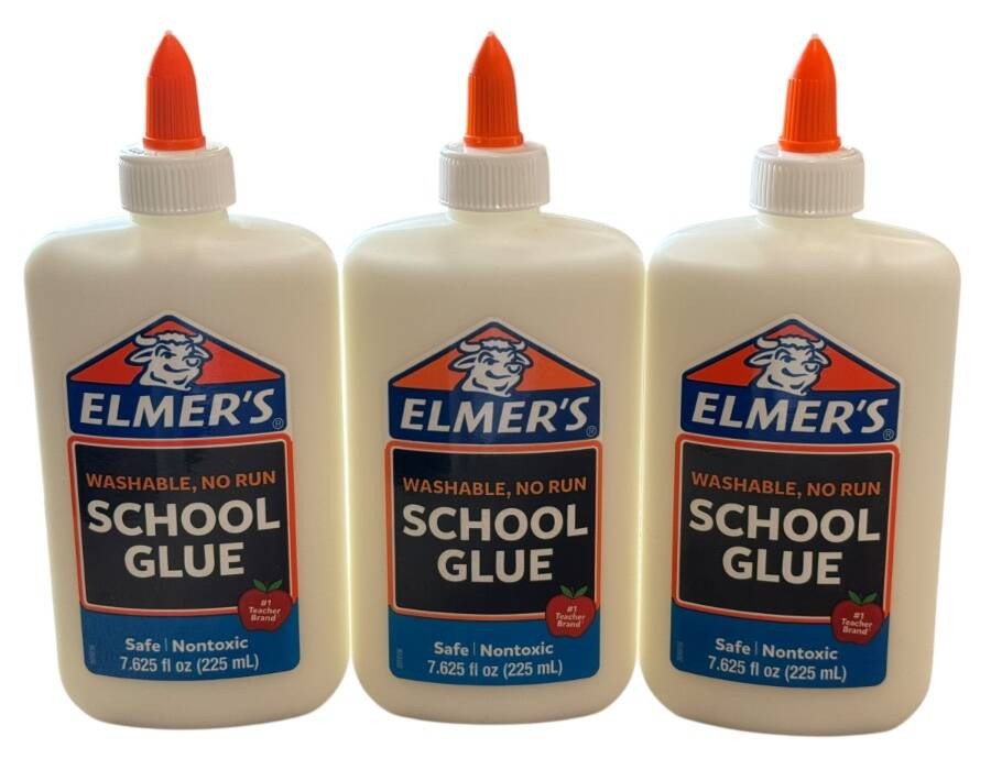 Elmer's School Glue Washable, No Run Safe Nontoxic 7.625 fl oz New 3 Pack