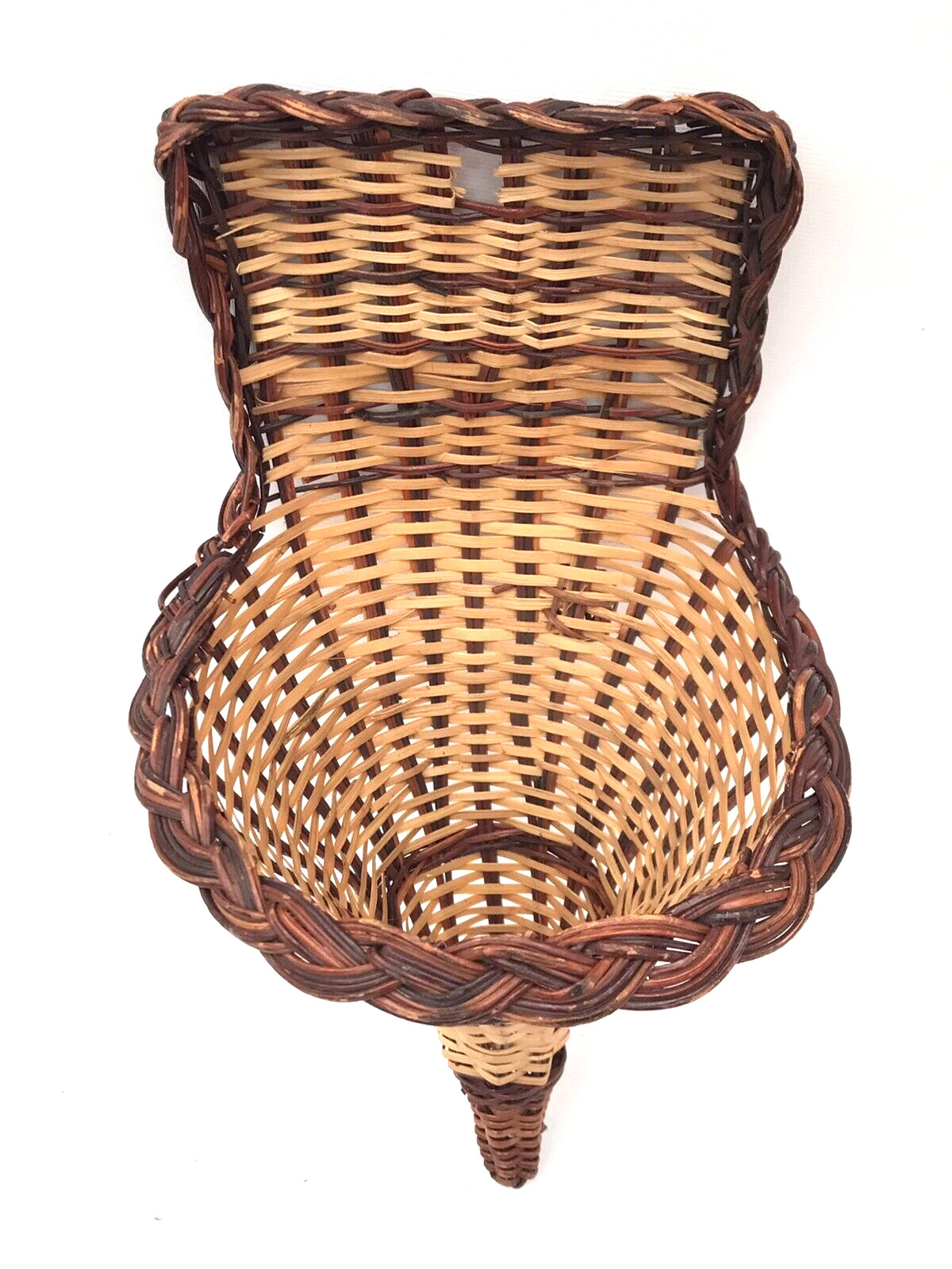 Wicker Cornucopia Holiday 13" Basket Wide Thanksgiving Woven Table Wall Decor