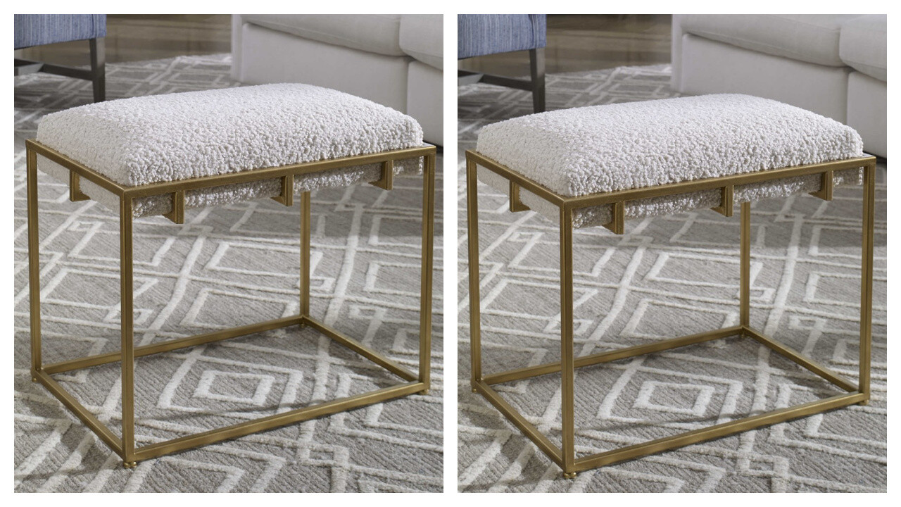 TWO PARADOX SMALL BENCH 24" GOLD IRON BASE UTTERMOST 23663
