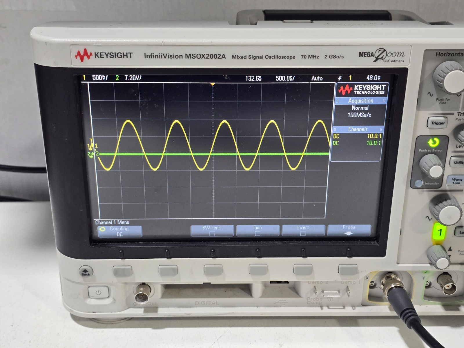 Keysight MSOX2002A Mixed Signal Oscilloscope 2 Analog 8 Digital 2 GSa/s 70MHz