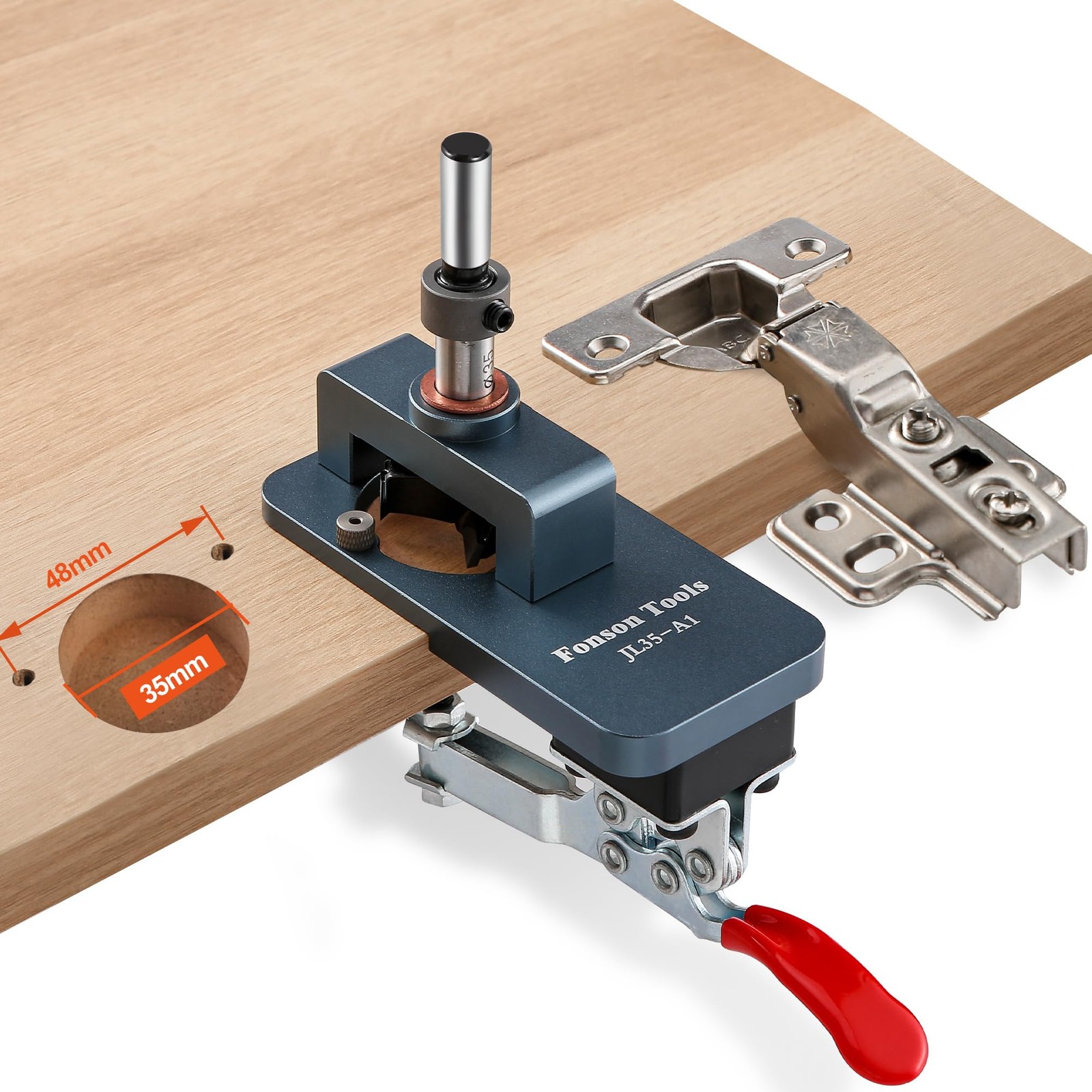 Metal Concealed Hinge Jig, 35MM Cabinet Hinge Jig Drilling Hole Puncher with