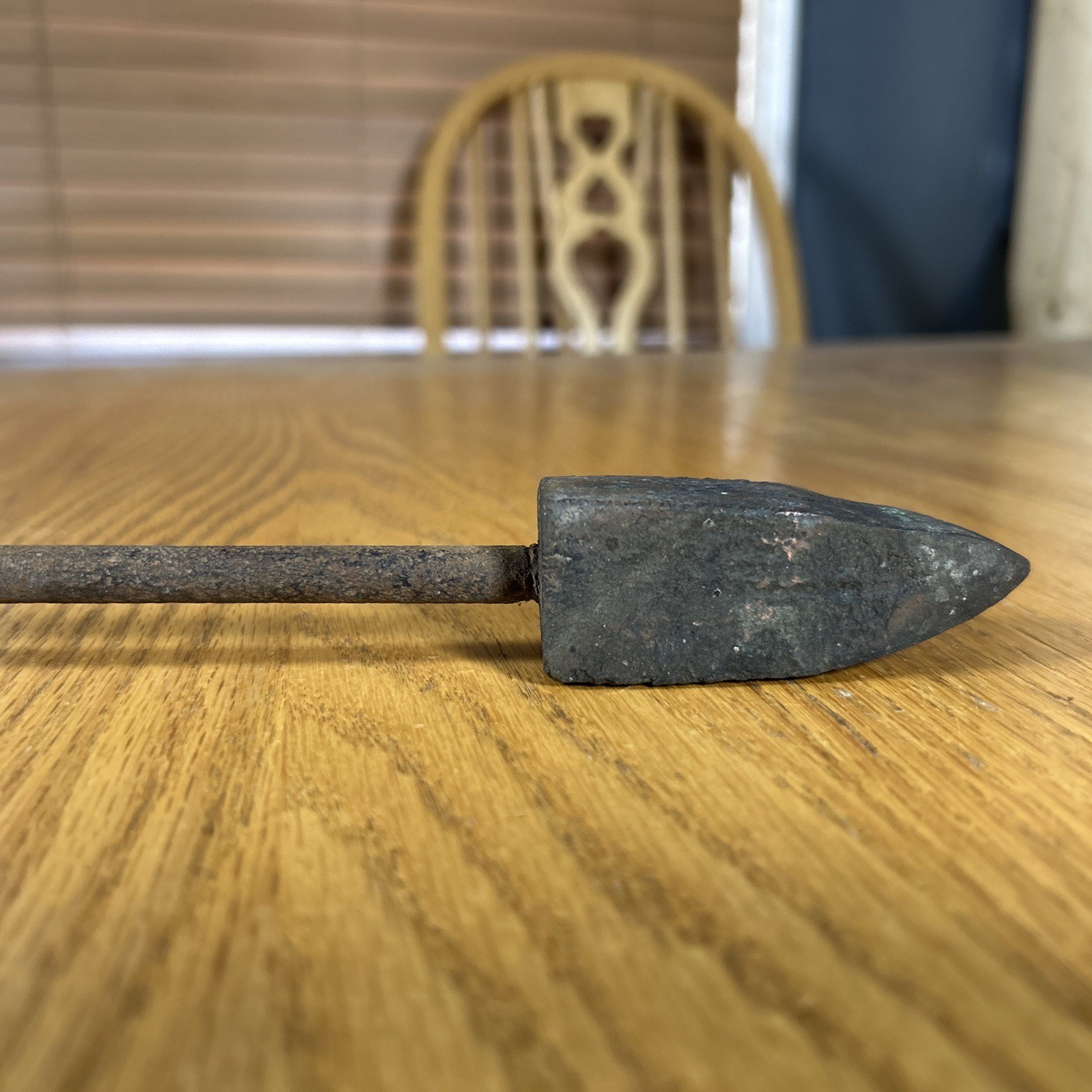 Antique Copper Soldering Iron 15.5" Long Wood Handle Blacksmith Metal Work USA