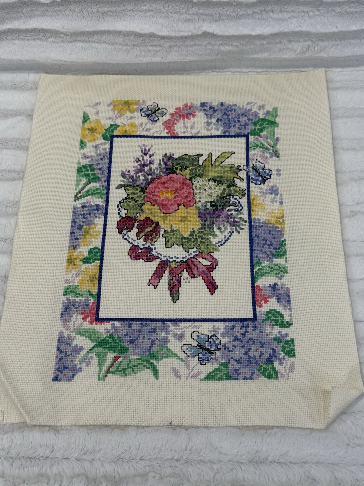 Vintage Elsa Williams Needlepoint Bouquet Completed / Finished