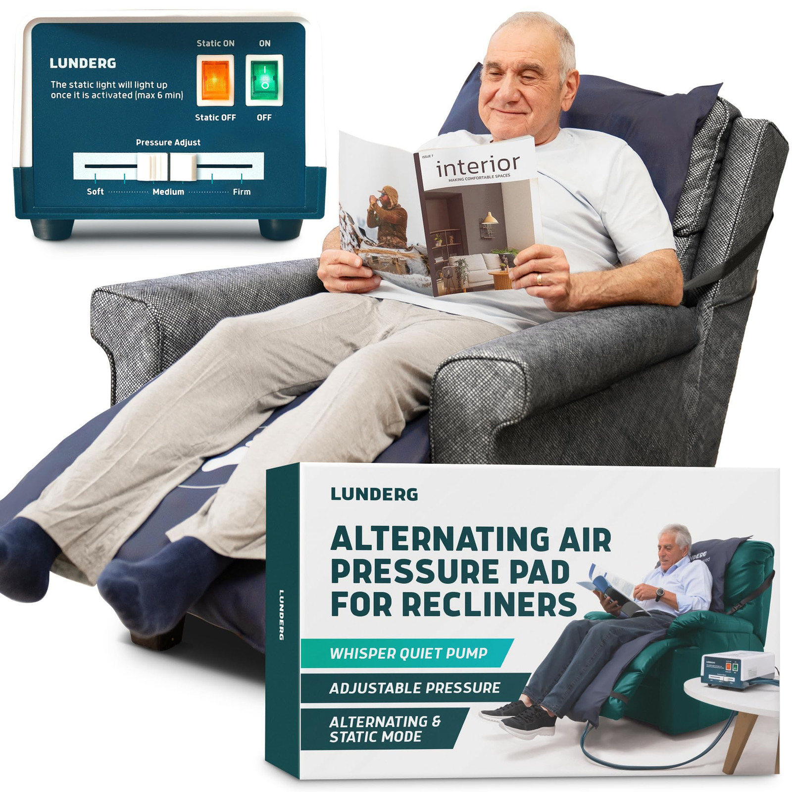 Alternating Air Pressure Pad for Recliner Chair - Pressure Relief Cushion Top...