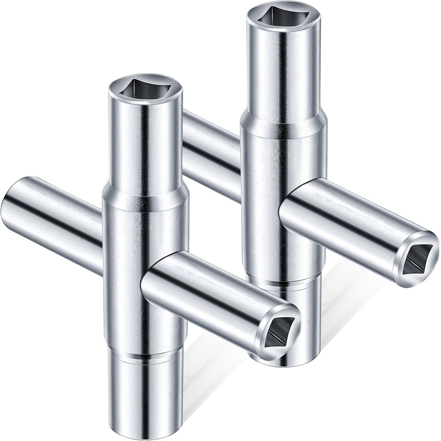 2 Pieces 4 Way Sillcock Key 1/4", 9/32", 5/16", 11/32" Hose Bib Key Steel Sillco