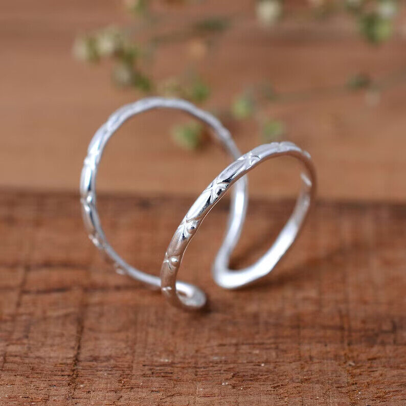 Solid 925 Silver Adjustable Ring Handmade Neck Splint Boho Ring All Size SR233
