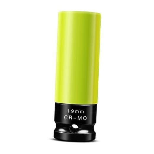 19mm 1/2" Drive Wheel Protector Impact Socket, Non-Marring Lug Nut Thin Wall