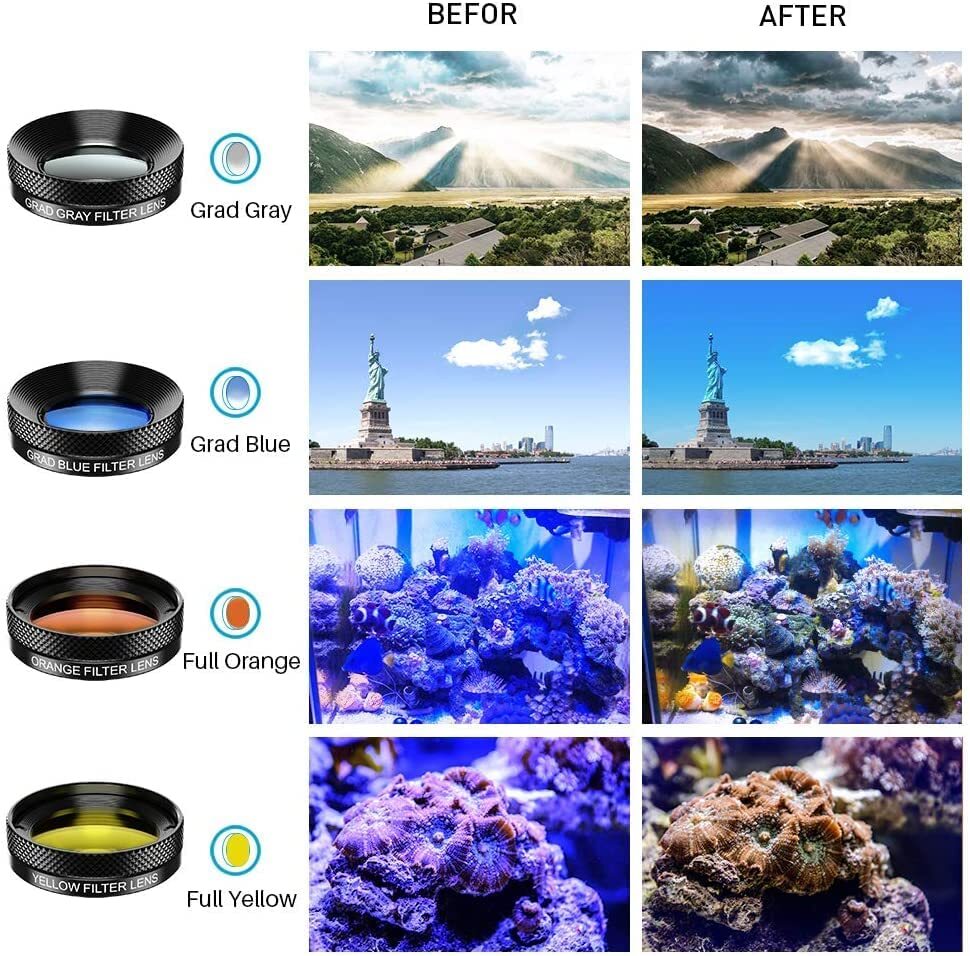 Apexel Cell Phone Camera Lens Kit Wide Angle Universal Clip for iPhone Android