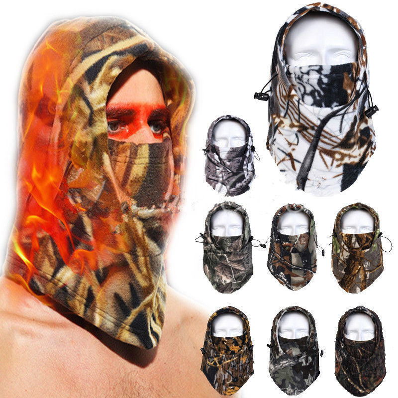 Camo Balaclava Fleece Hunting Face Mask Winter Cold Weather Windproof Warm Hood