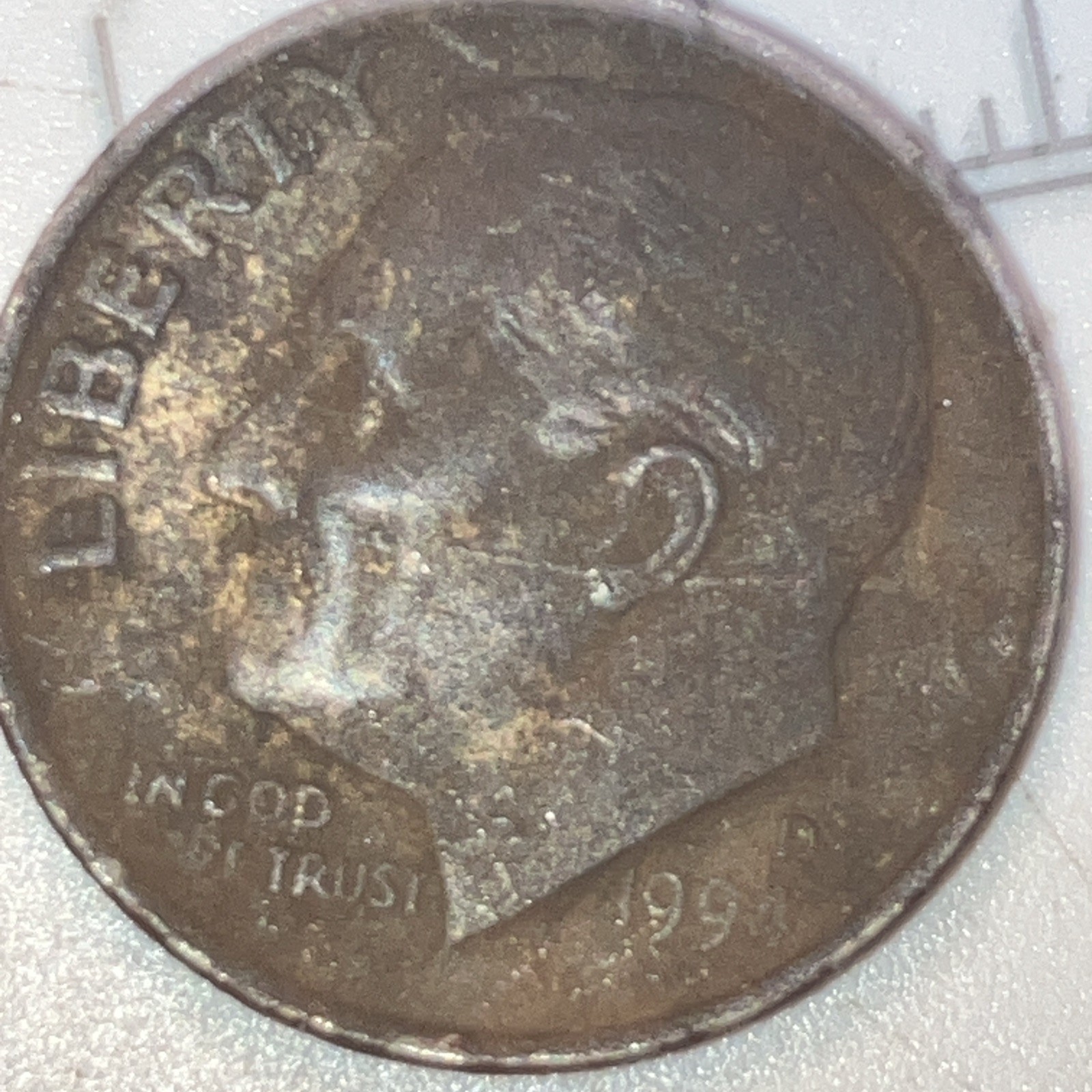 1994 D Improperly Annealed Dime Error Brown Copper Color