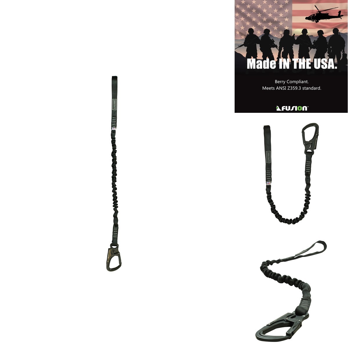 Fusion Tactical Proglide Military And Police Helo Lanyard - 2Ft Elastic Bungee