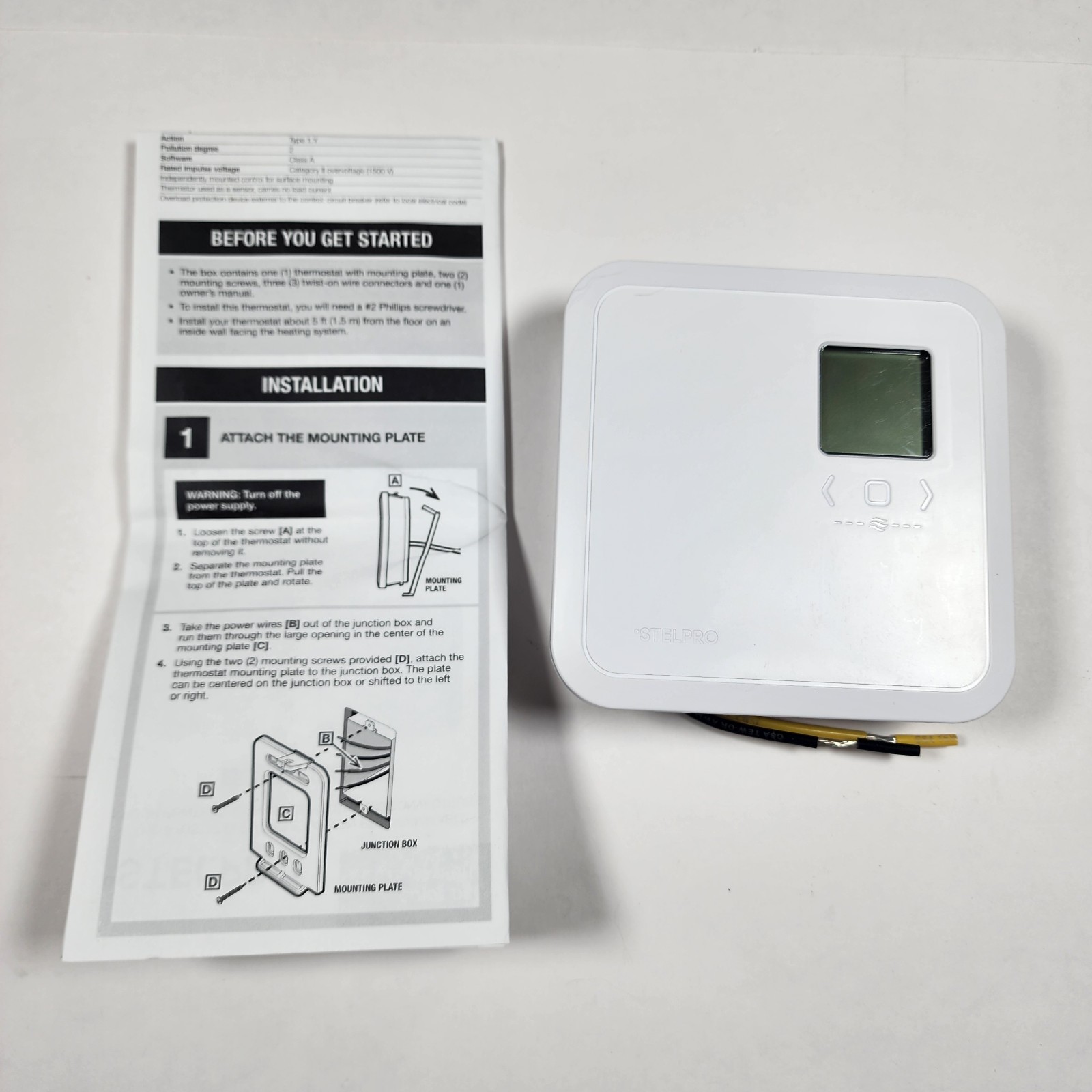 Stelpro Non-Programmable Electronic Thermostat for Baseboards and Convectors