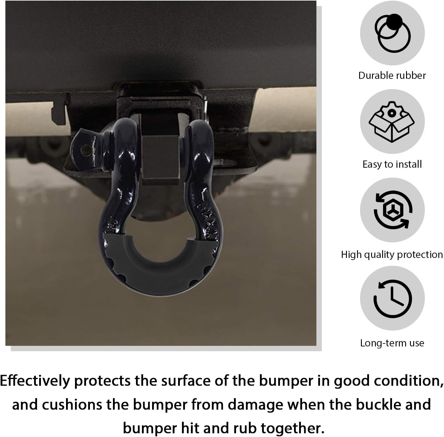 2PCS D Ring Shackle Isolators Washers Kit, D-Ring Isolators with Color: Black