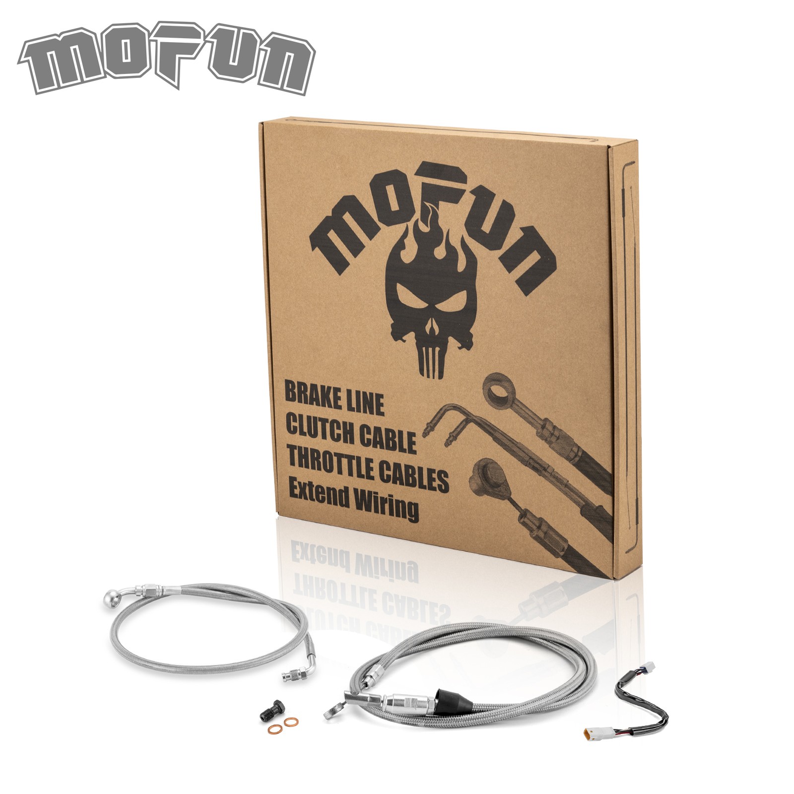 MOFUN 12"-14" Bar Brake Line Clutch TBW Cable For Harley Softail Deluxe ABS