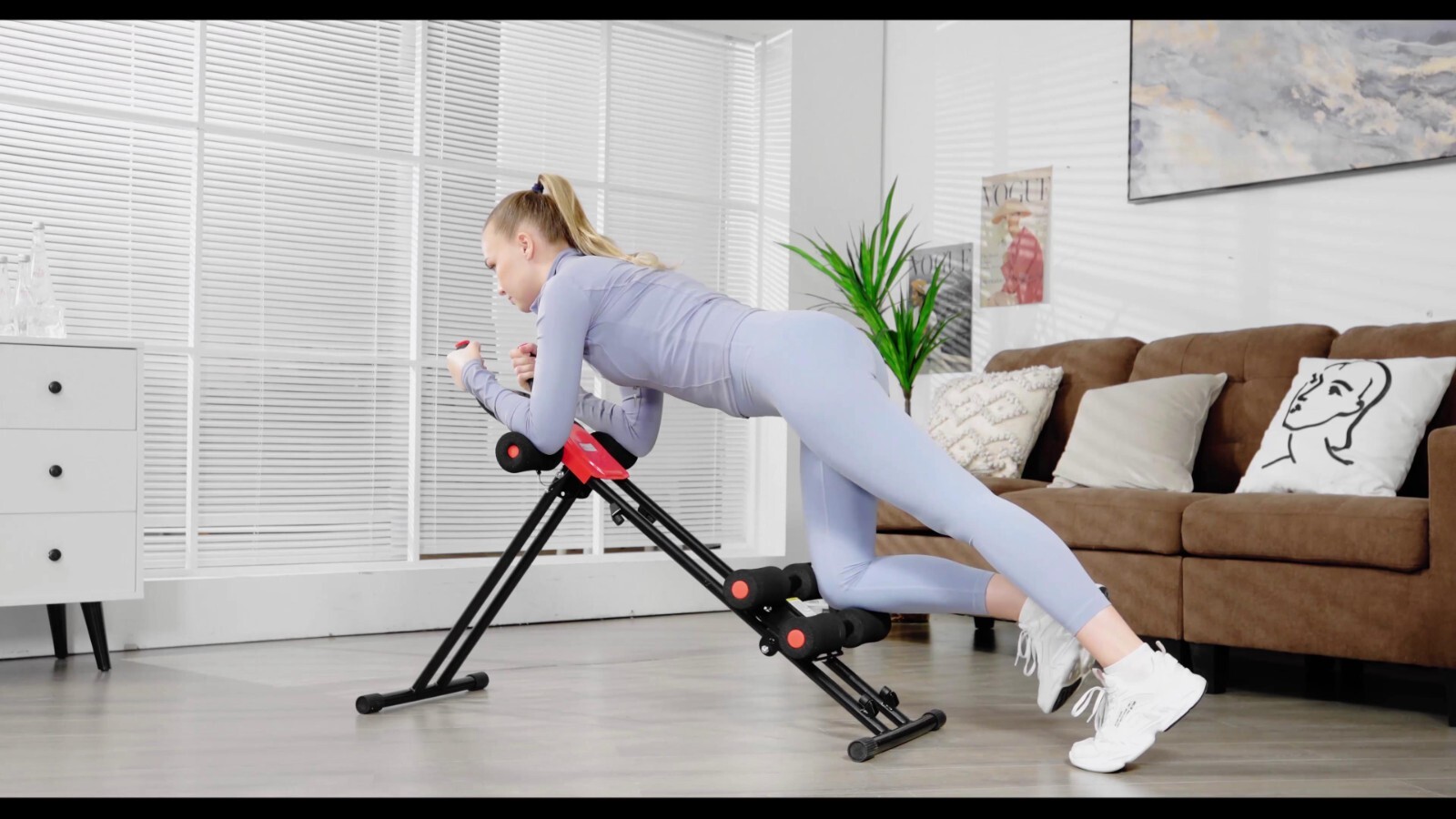 Foldable Abdominal Trainer Home Gym Equipment Adjustable Workout W/ LCD Display
