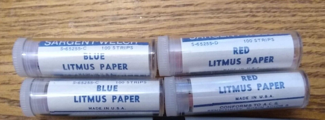 Vintage Red and Blue Litmus Paper (4 Tubes)
