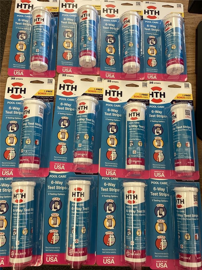 + Lot of 12 HTH 6-Way Pool Test Strips - 35 Count per Pack - Quick & Accurate