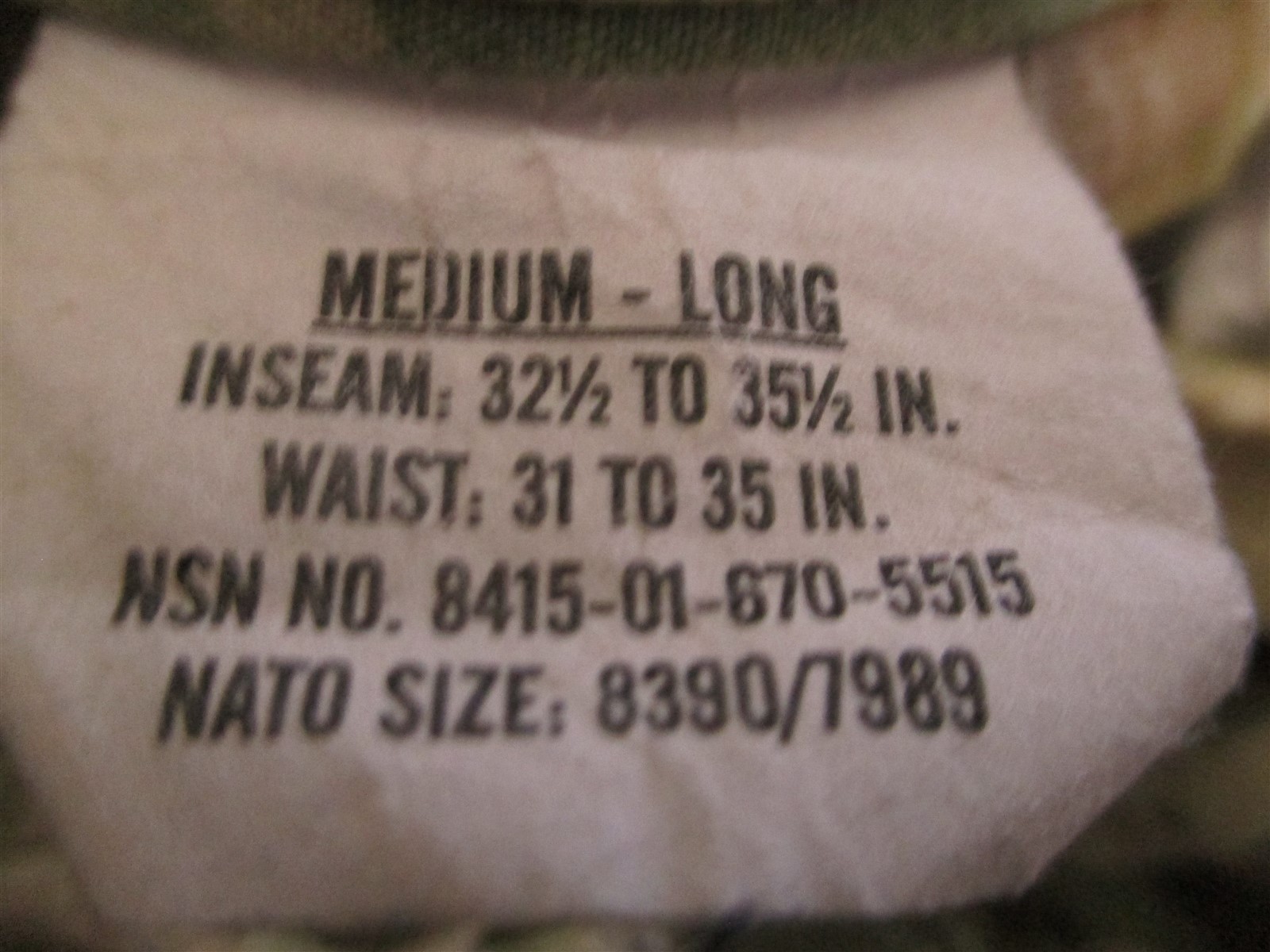 IHWCU Medium Long Pants/Trousers OCP Multicam Army Improved Hot Weather Combat
