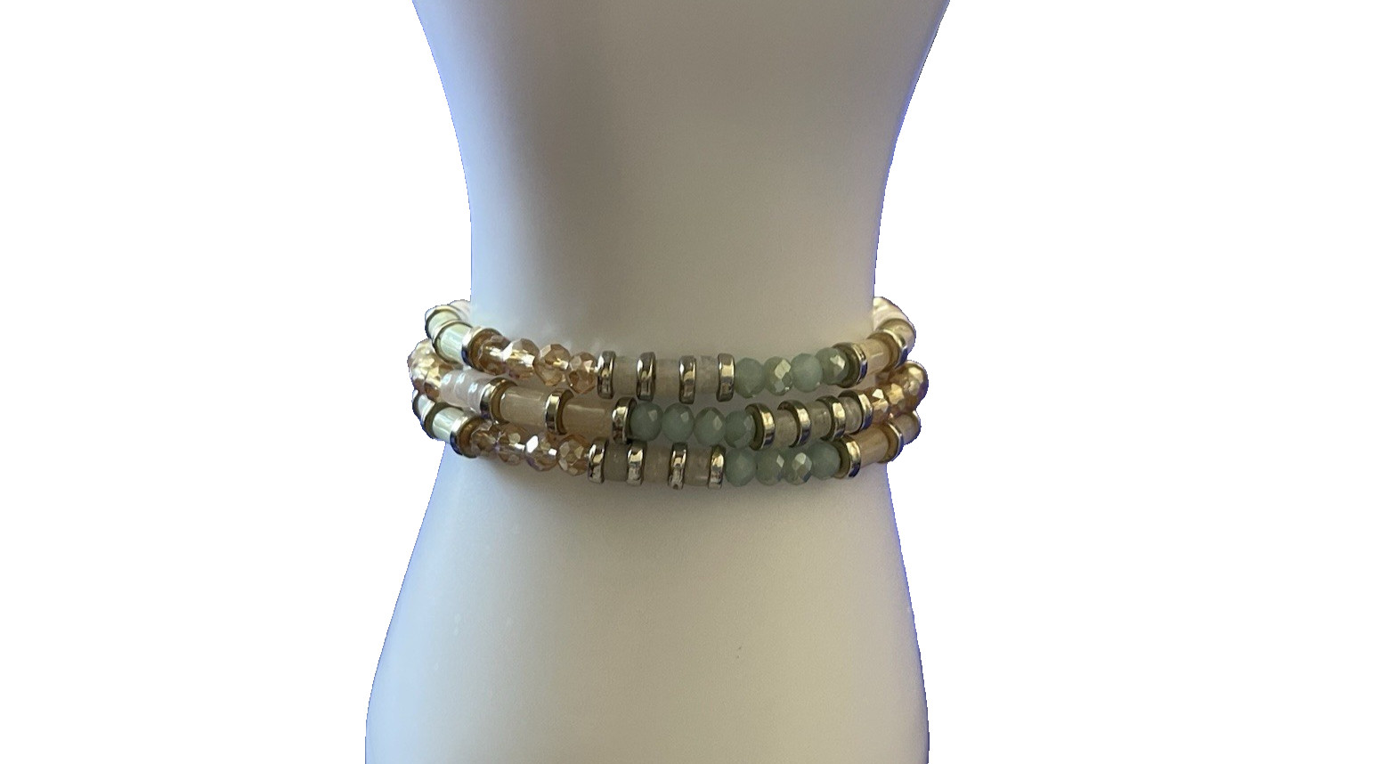 3 Strand multicolor Gemstone Beaded Slider Adjustable Bracelet