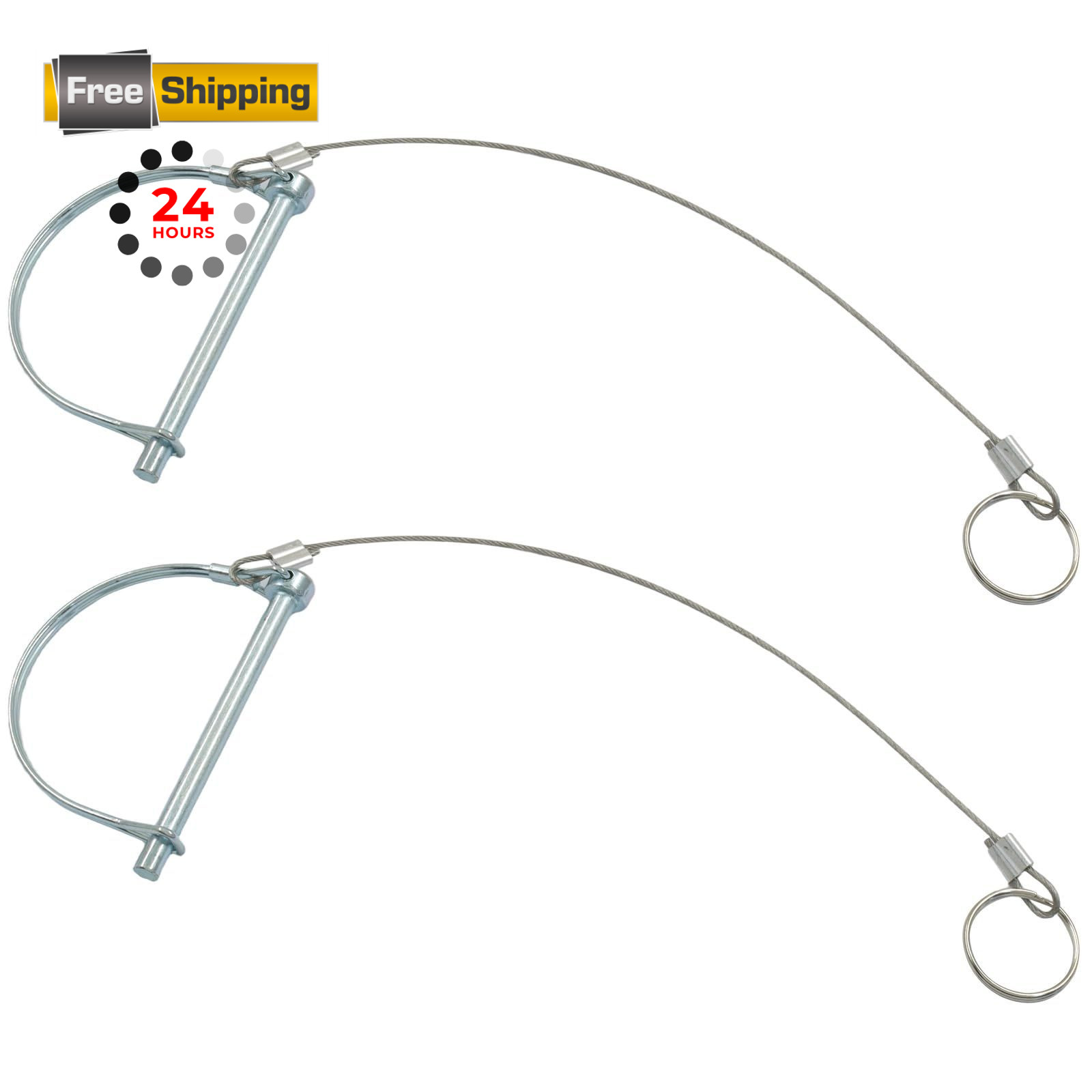 Luomorgo 2 Pack Trailer Coupler Locking Pins with Anti-Lost Rope Ring Silver