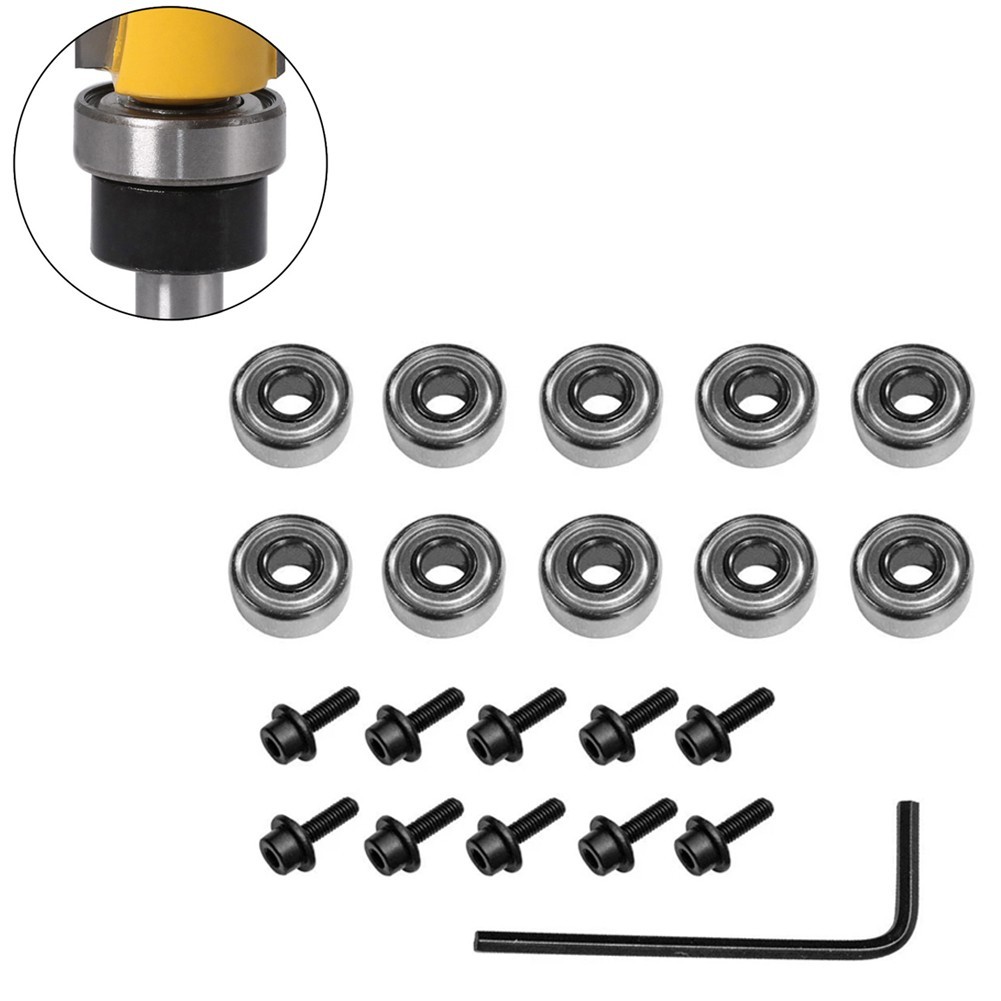 Router Bit Bearing 11pcs/Set 12.7mm Router Bit Attachment Mounted Replacement