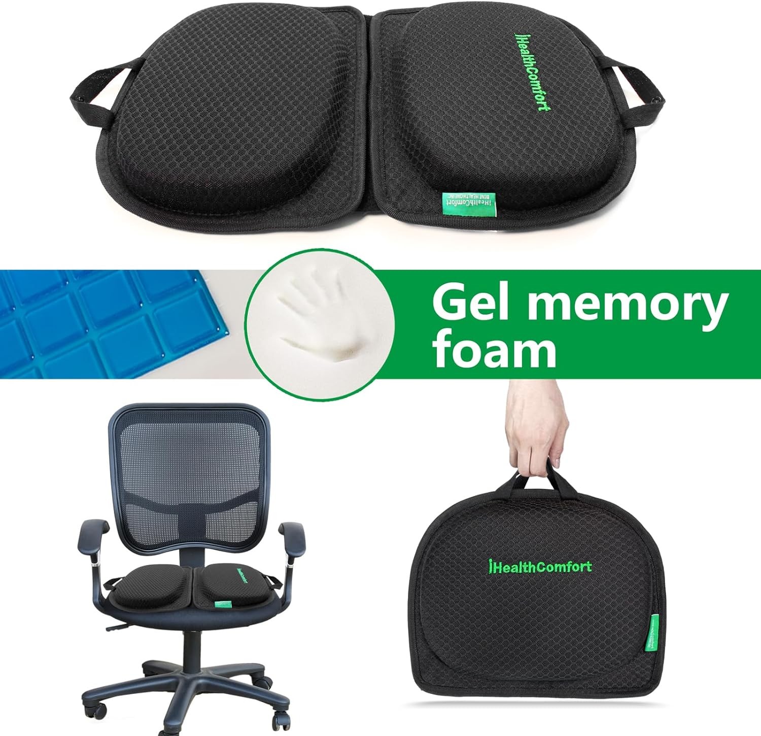 Small Travel Seat Cushion,Gel Memory Foam Seat Cushion,Supportive Butt Pillow