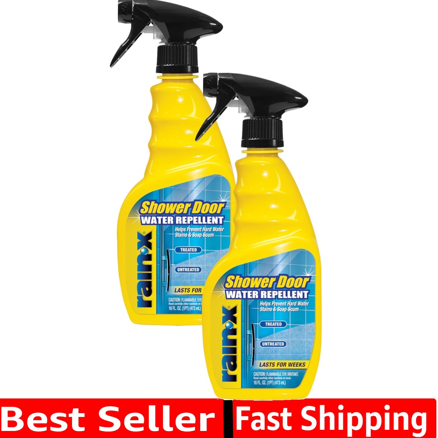 Rain-X Shower Door Water Repellent, 16 Oz Pack of 2 - Streak & Residue Free Care