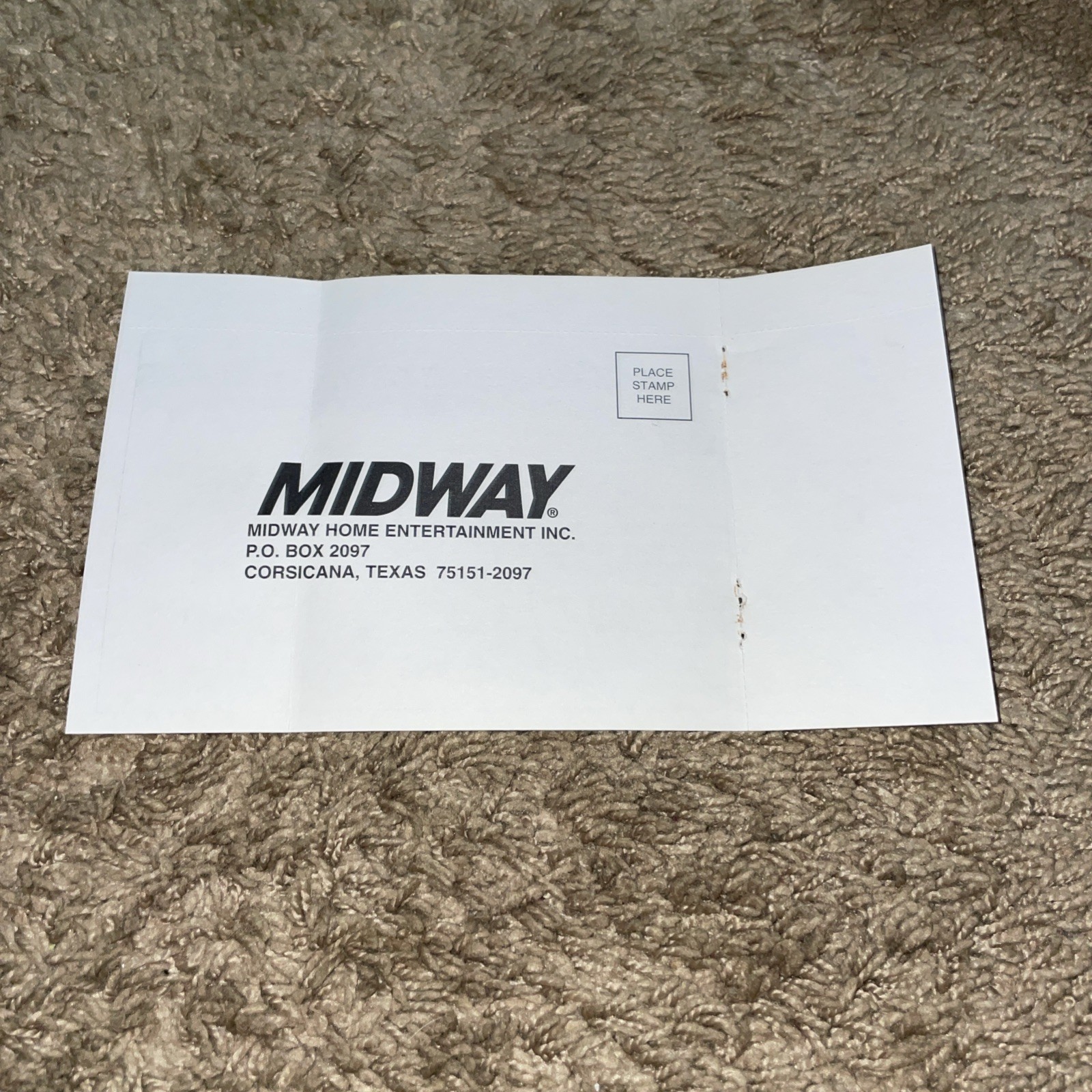 Midway PS1 Registration RegCard Manual Insert Midway Games Detached Unused OOP