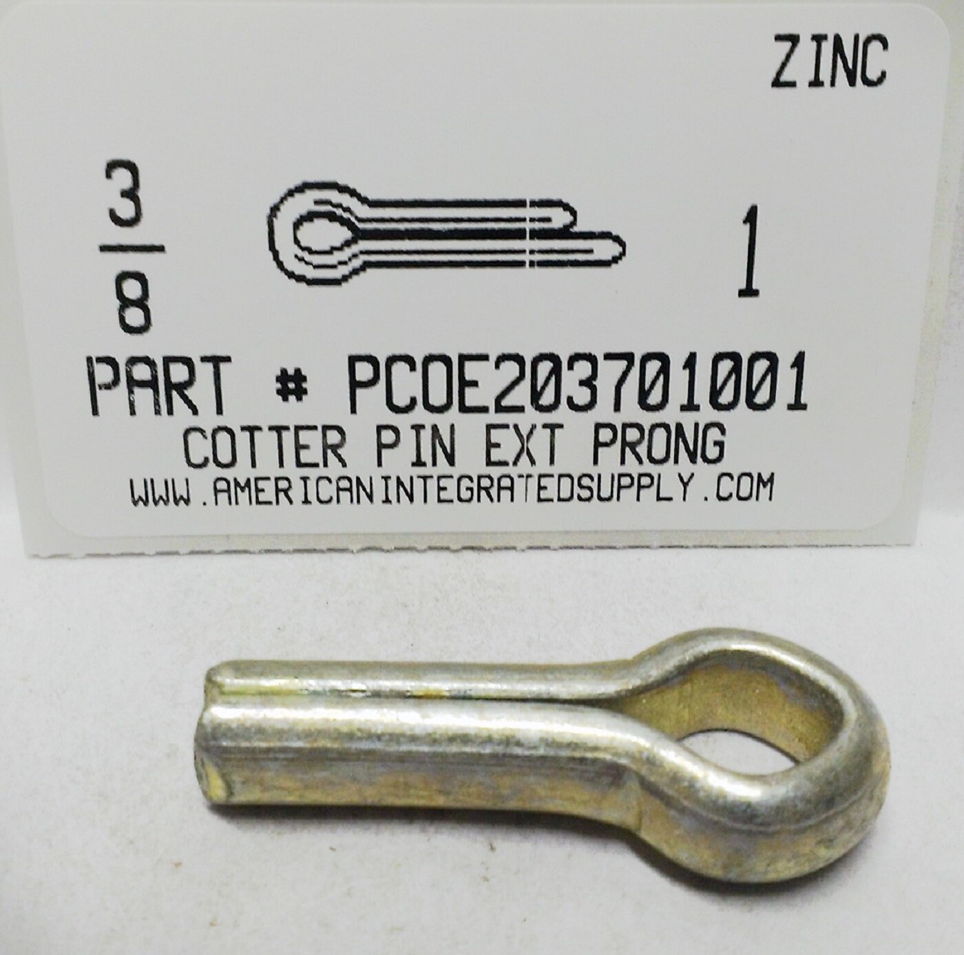 3/8X1" COTTER PIN EXTENDED PRONG STEEL ZINC PLATED (6)