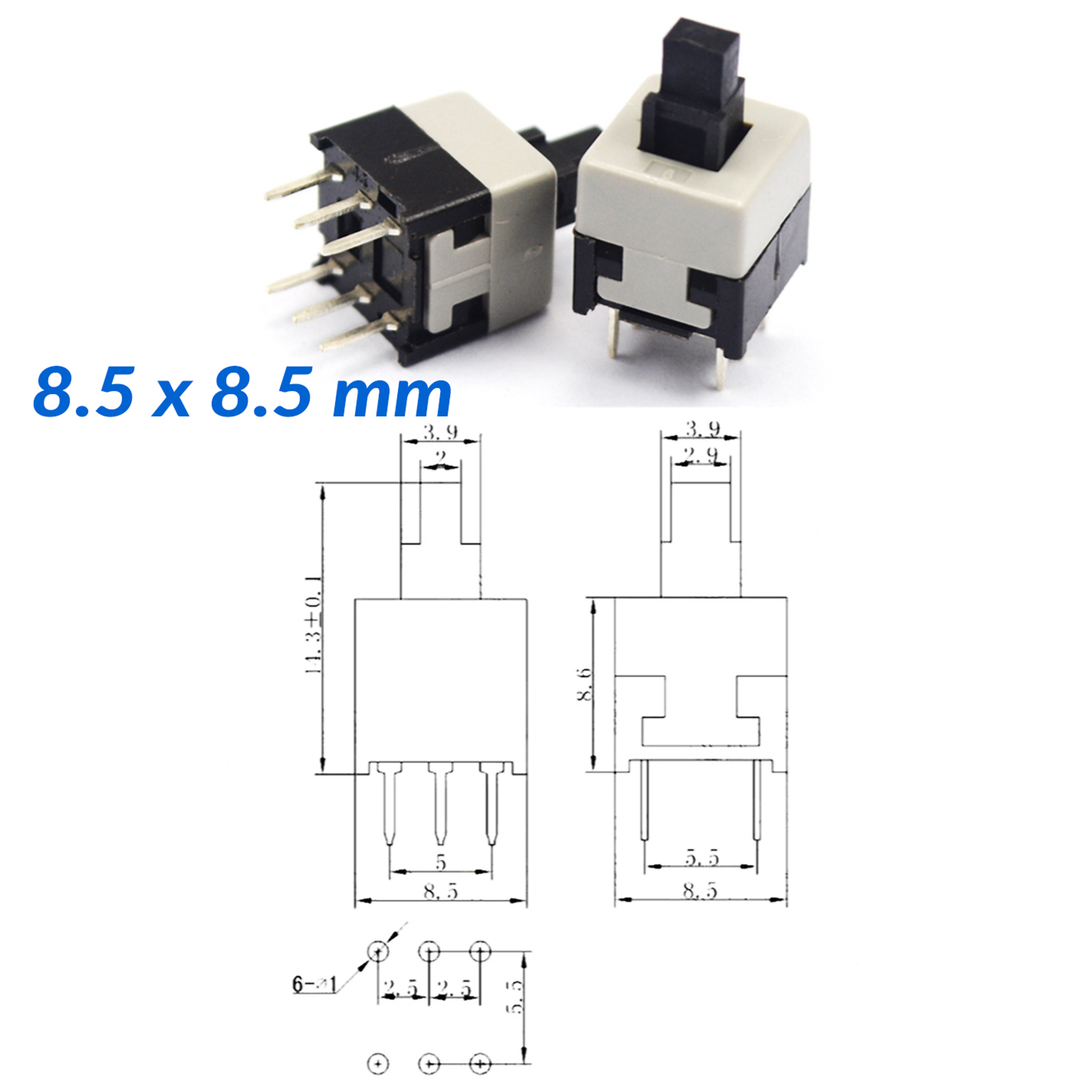 Mini Latching / Momentary PCB Push Button Switch 6 Pin 5.8x5.8 7x7 8x8 8.5x8.5mm