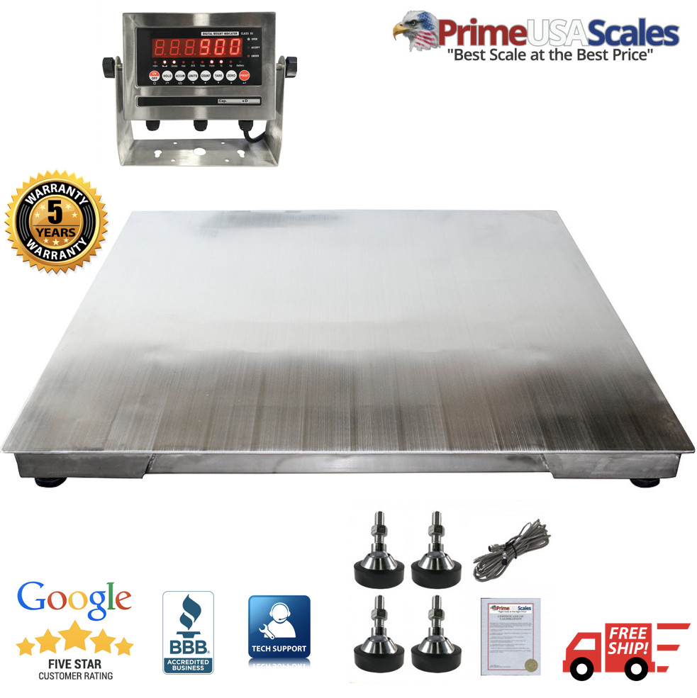 4'x4' (48"x48") Stainless Steel Floor Scale & Indicator | Wash down | 4,500 lb
