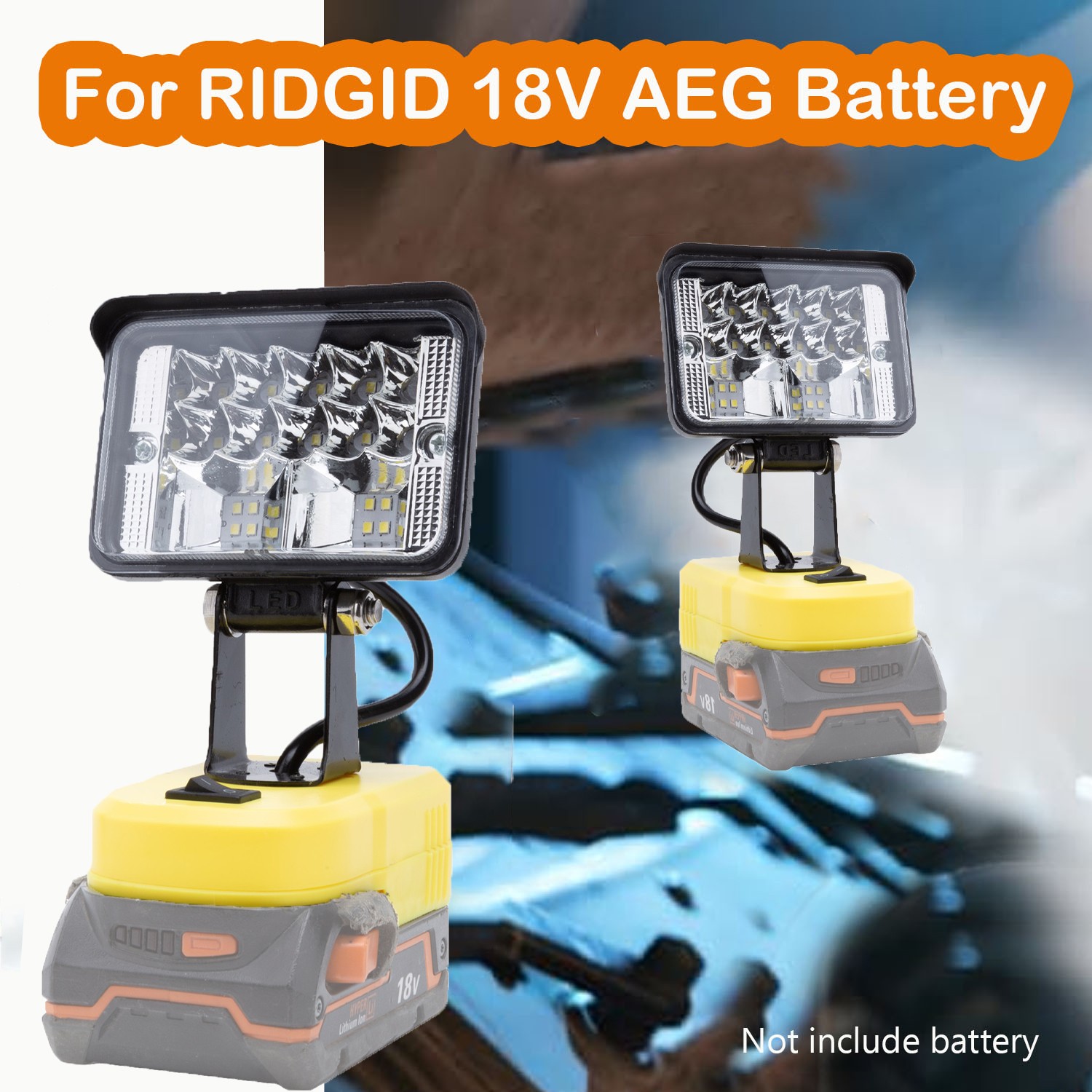 Super-Bright LED Work Light for Ridgid 18V Batteries 2800LM w/FAST CHARGE USB