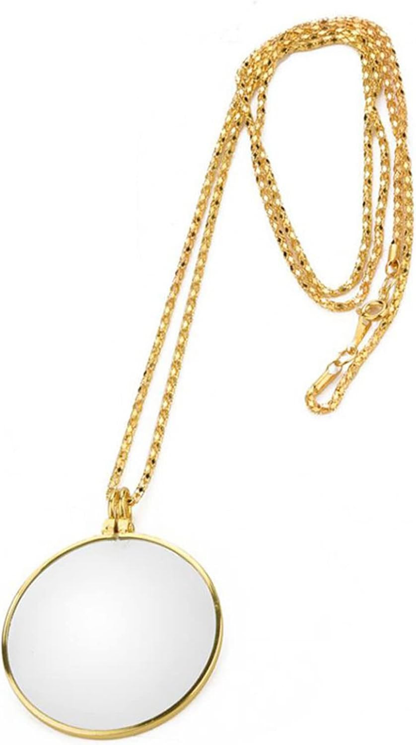 Magnifying Glass Necklace Monocle 5X Necklace With 1.6 Inch Glass 35.4 Inch Gold