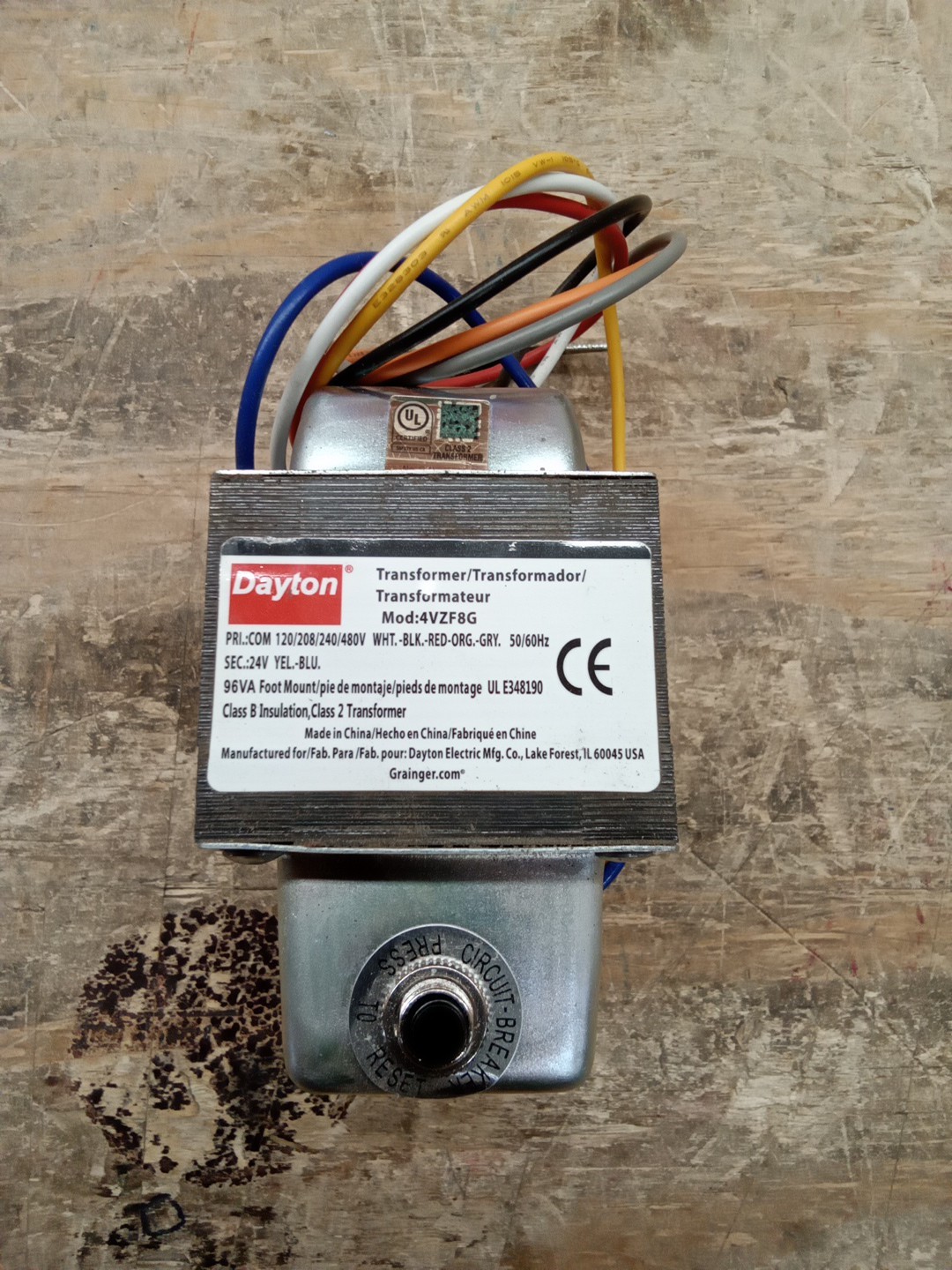 DAYTON TRANSFORMER 4VZF8G 24 OUTPUT VAC.