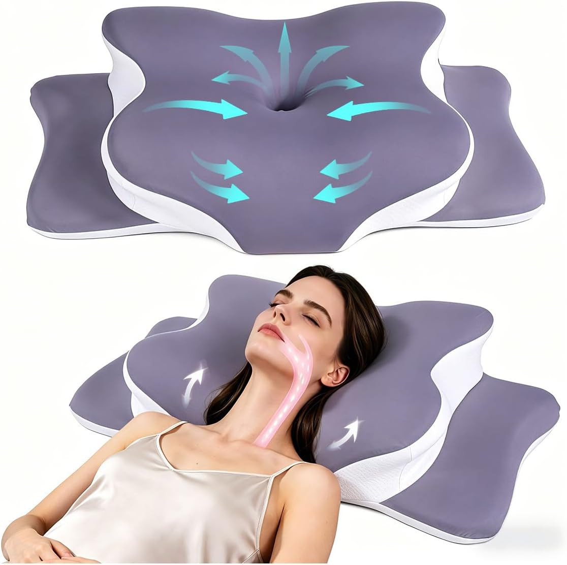 Cervical Pillow for Neck Pain Relief, Hollow Design Odorless Memory Foam Pillows