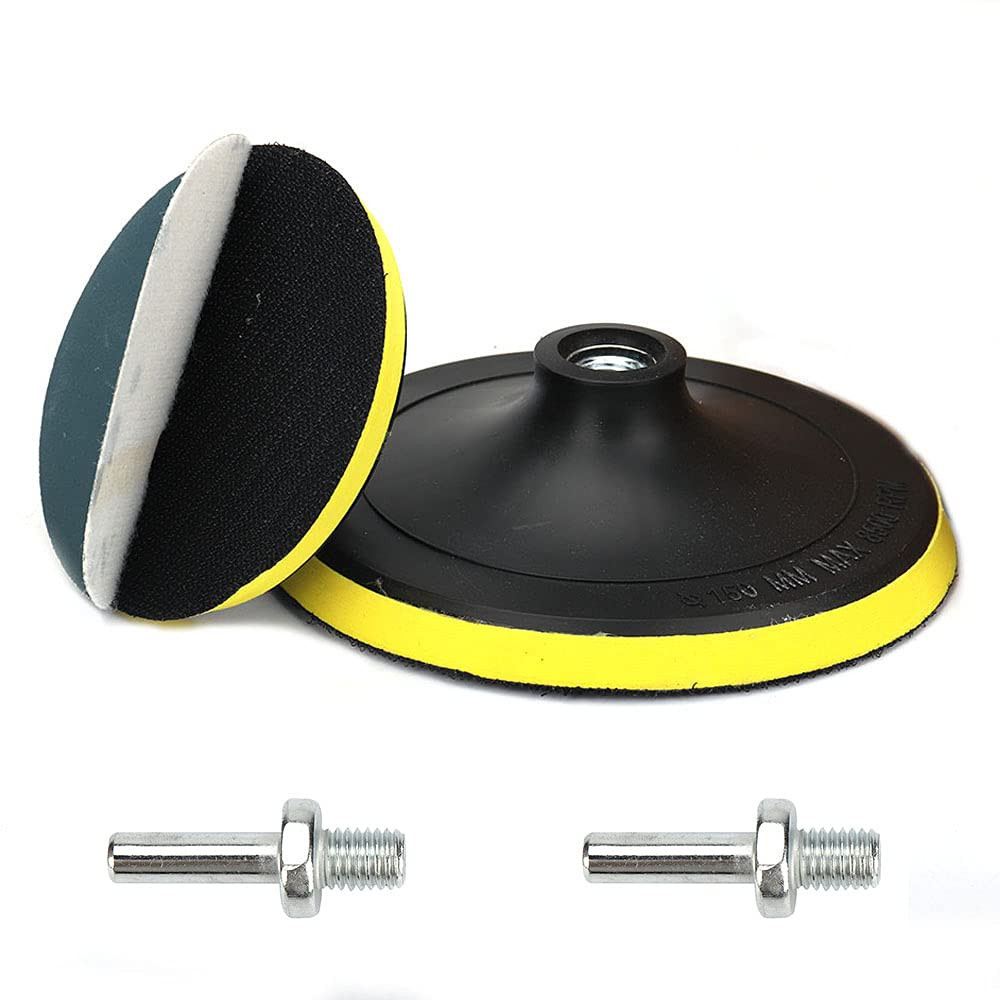 2 Pack 6 Inch Hook and Loop Backing Pads with M14 Thread Drill Adapter, Car Orbi