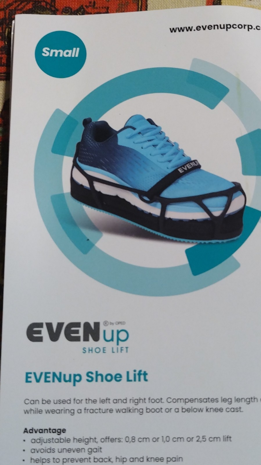 EVENup Shoe Lift Small 3/8 in (0.8 cm) Height Increase for Walking Boot/Cast