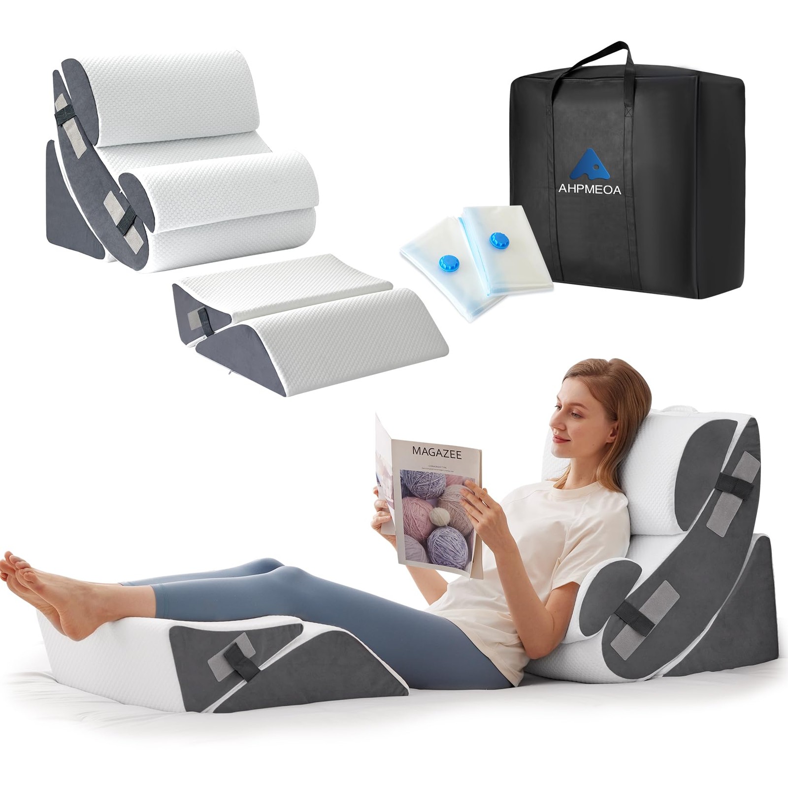 6PCS Wedge Pillow Set for After Surgery, Orthopedic Bed Wedge Pillow for Head...