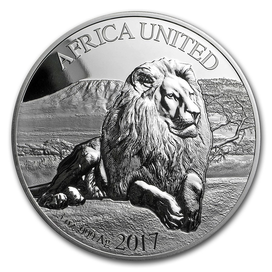 2017 Africa 3 oz Silver 5x 1,500 Francs CFA Africa United Lion - Box & COA #1045