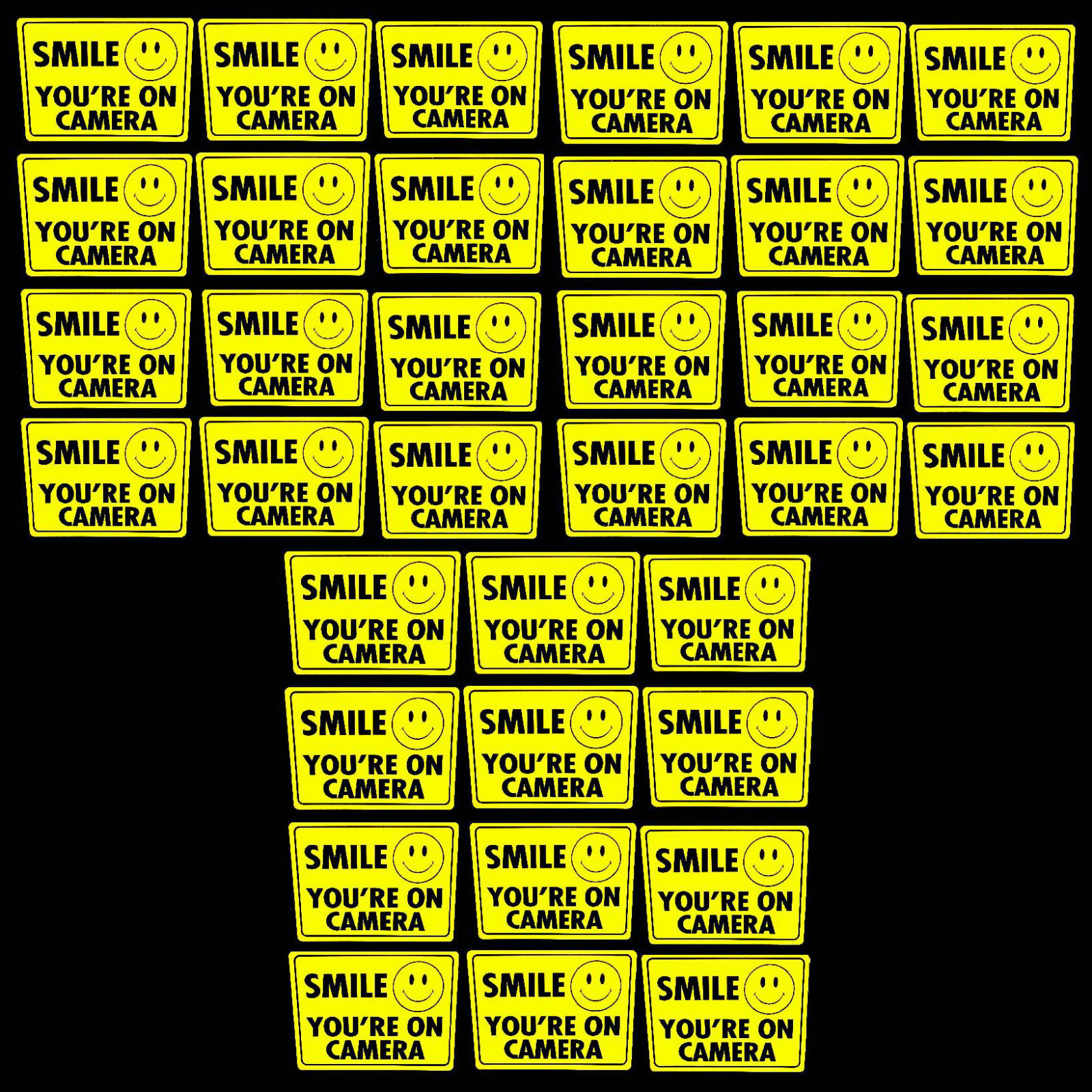 36 SMILE SECURITY VIDEO CAMERAS IN USE WARNING STICKERS FOR WINDOWS LOT