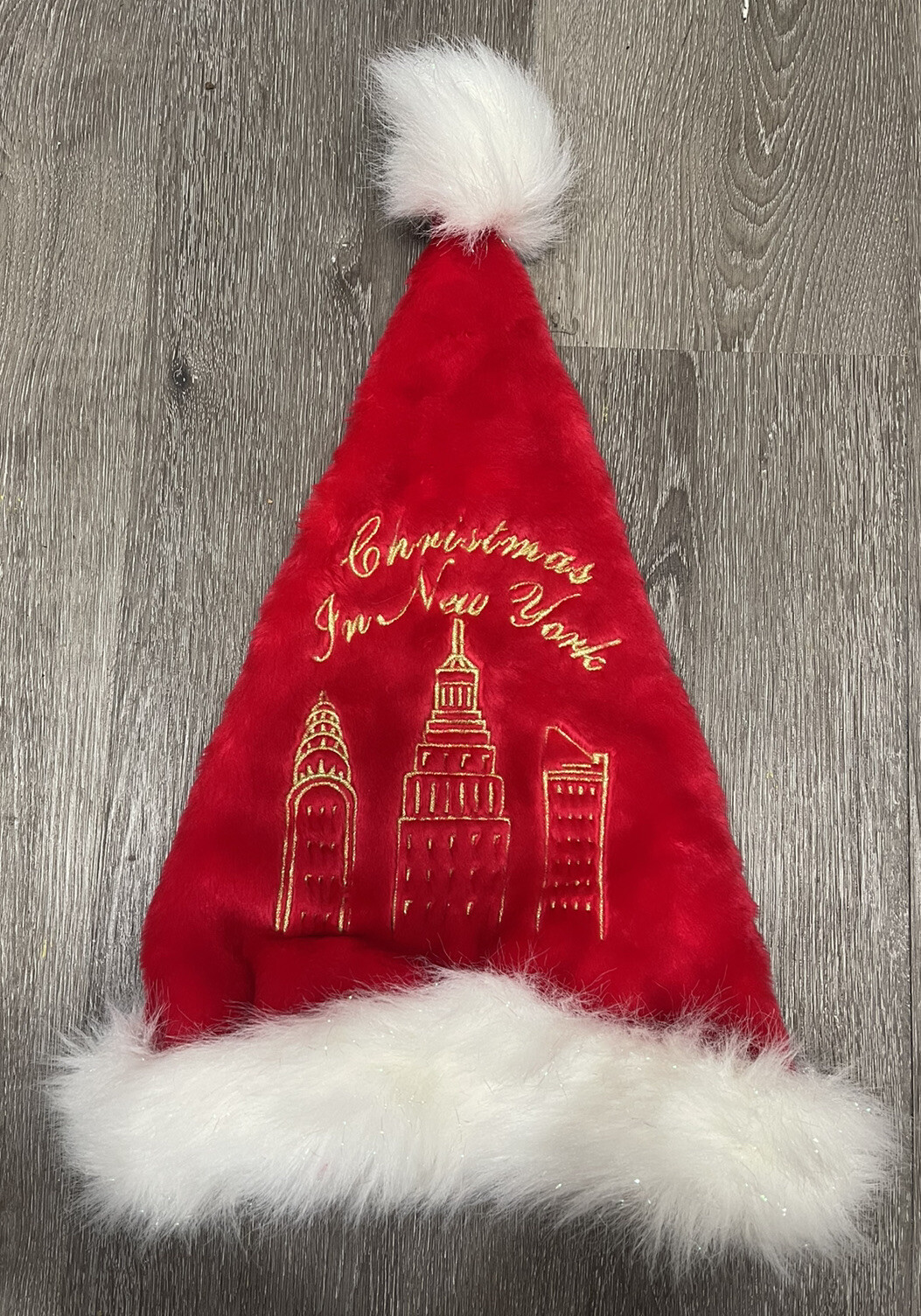 DanDee Deluxe Santa Hat Christmas In New York Adult Red Adjustable RARE CAP