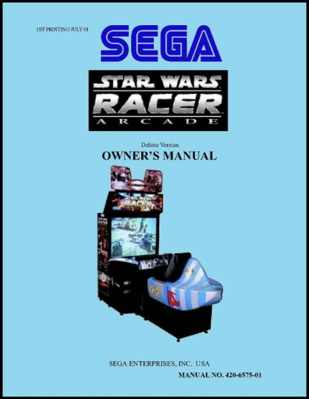 Star Wars Racer Arcade Game Operations/Service/Repair/Troubleshooting Manual zb