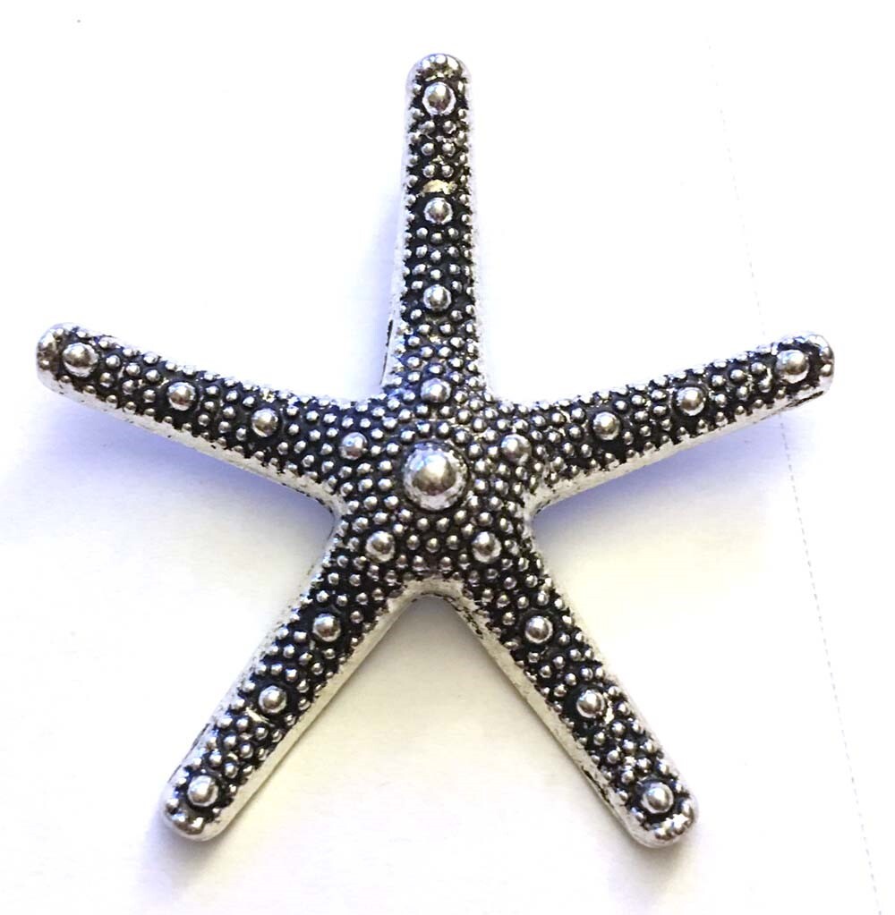 60mm Antique Silver Pewter Sea Star Fish starfish Charm Pendant (1)