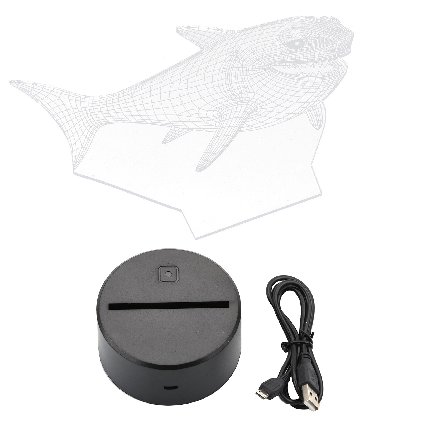 3D Shark 7 Color Changing Night Light Optical Illusion Mood Lamp Nursery Decor B