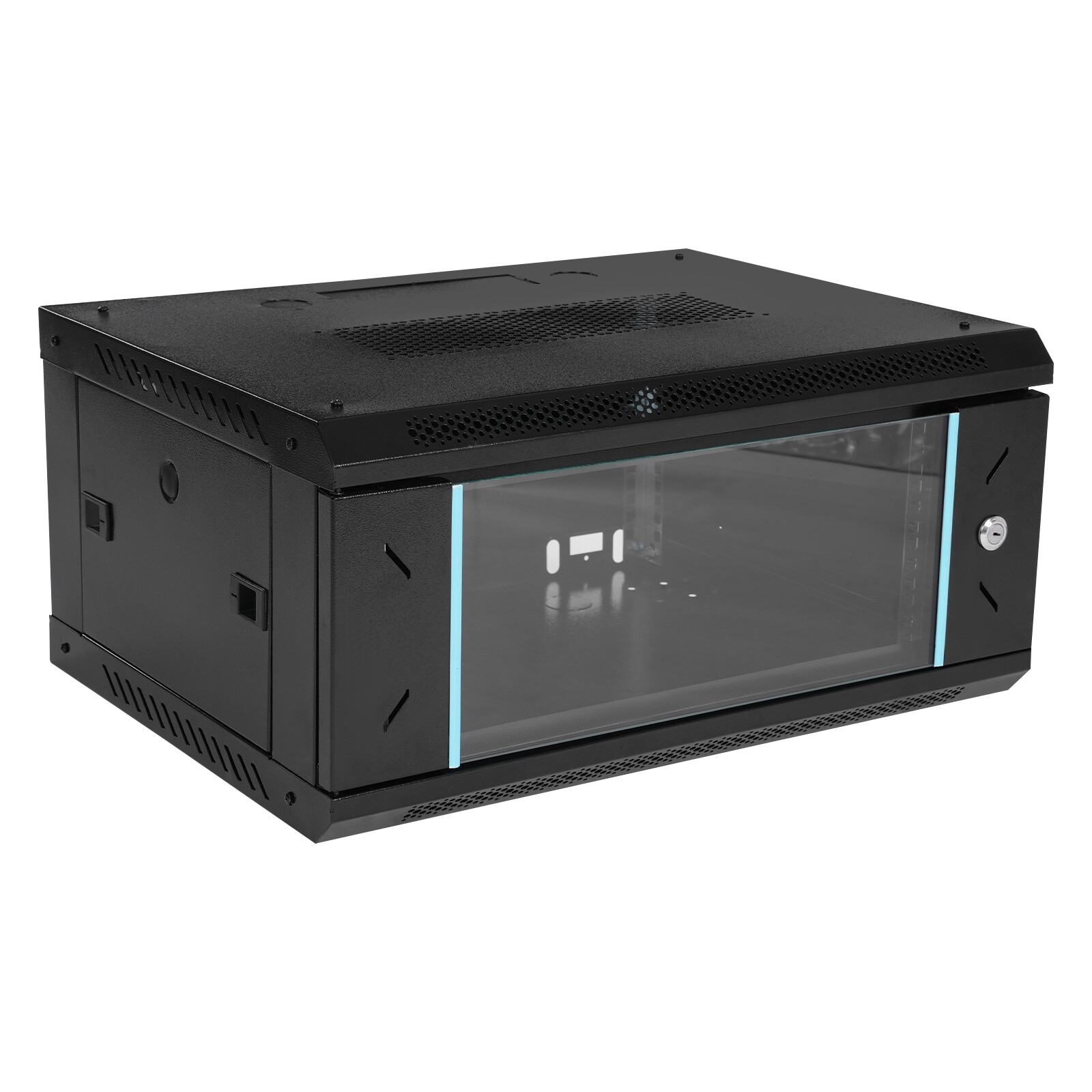 4U Rack Mount Server Cabinet Case Deep Drawer Lockable With Key Glass Door