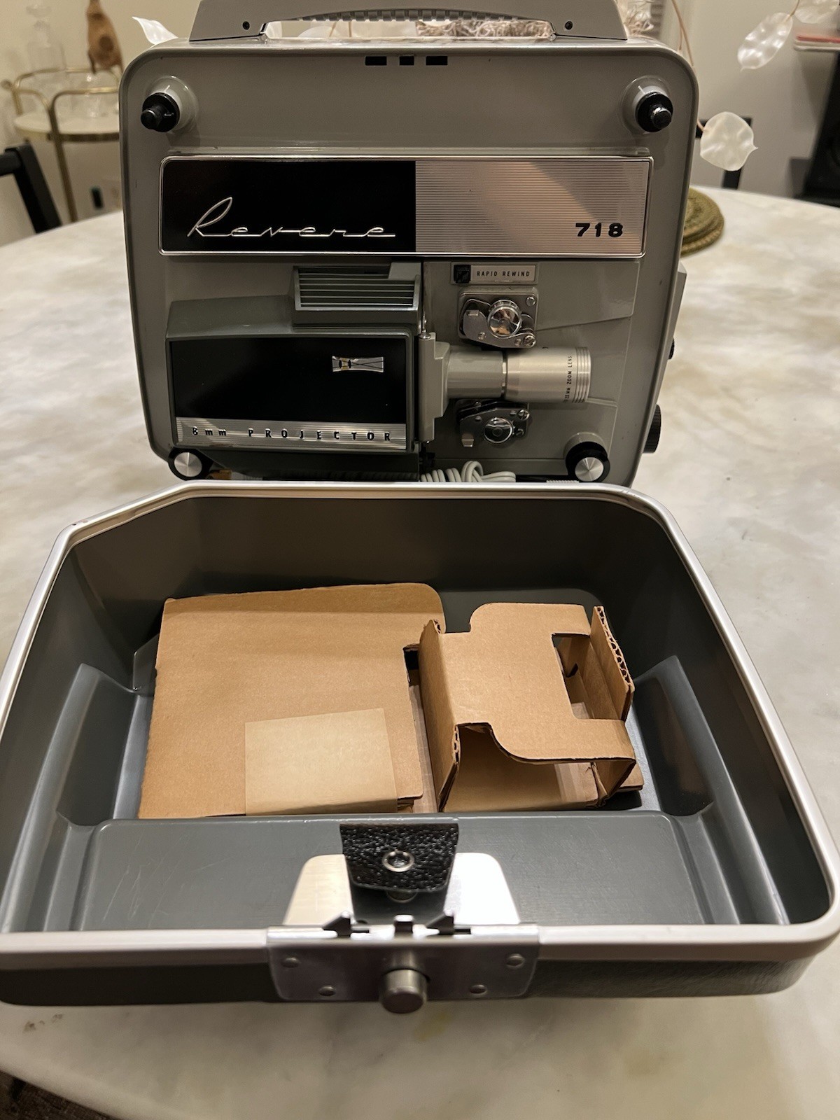 Revere 718 8mm Film Projector WORKING w/ Case & 1962 Receipt  - RARE